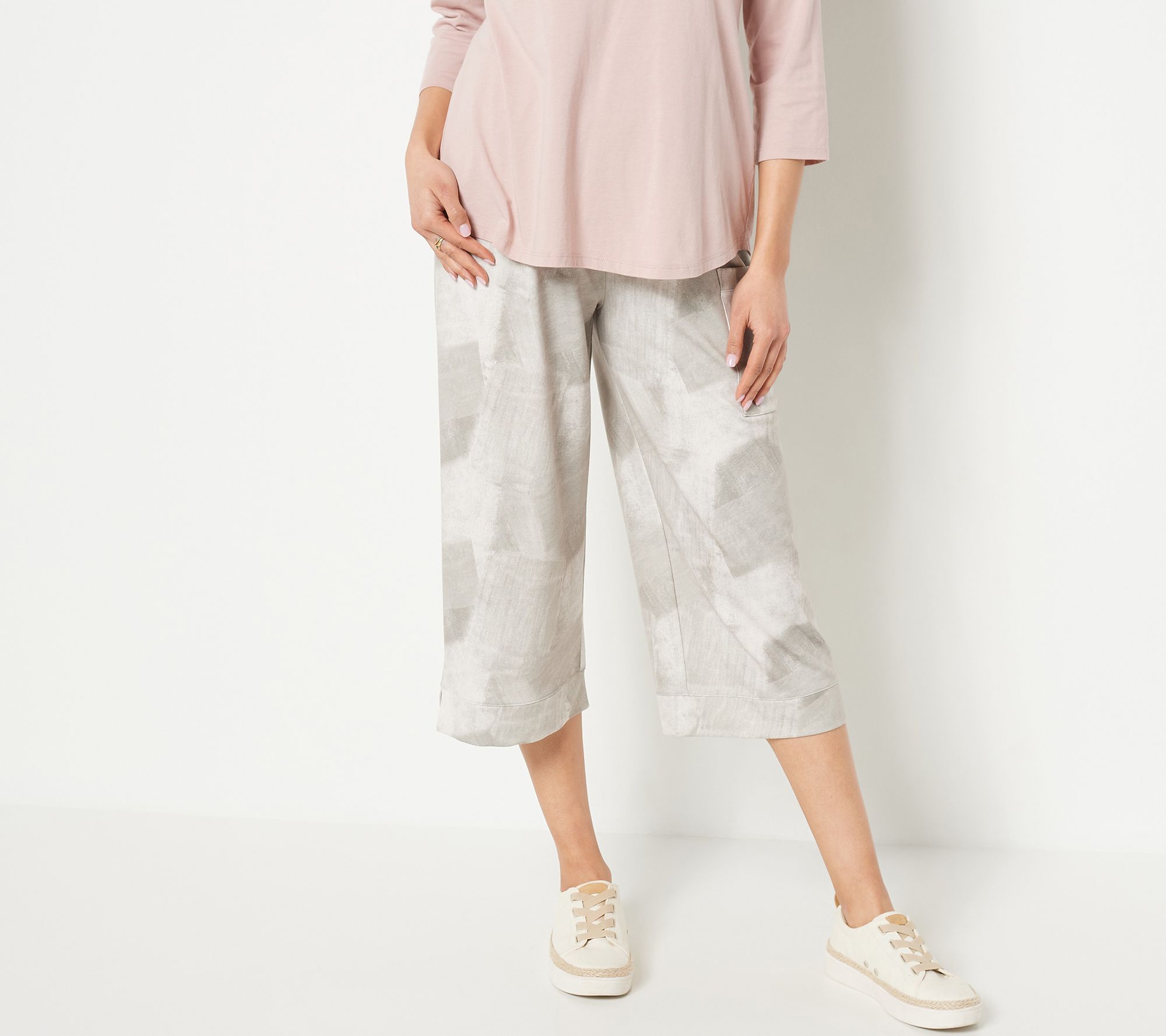 LOGO Lounge by Lori Goldstein Petite French Terry Wide Leg Crop Pants