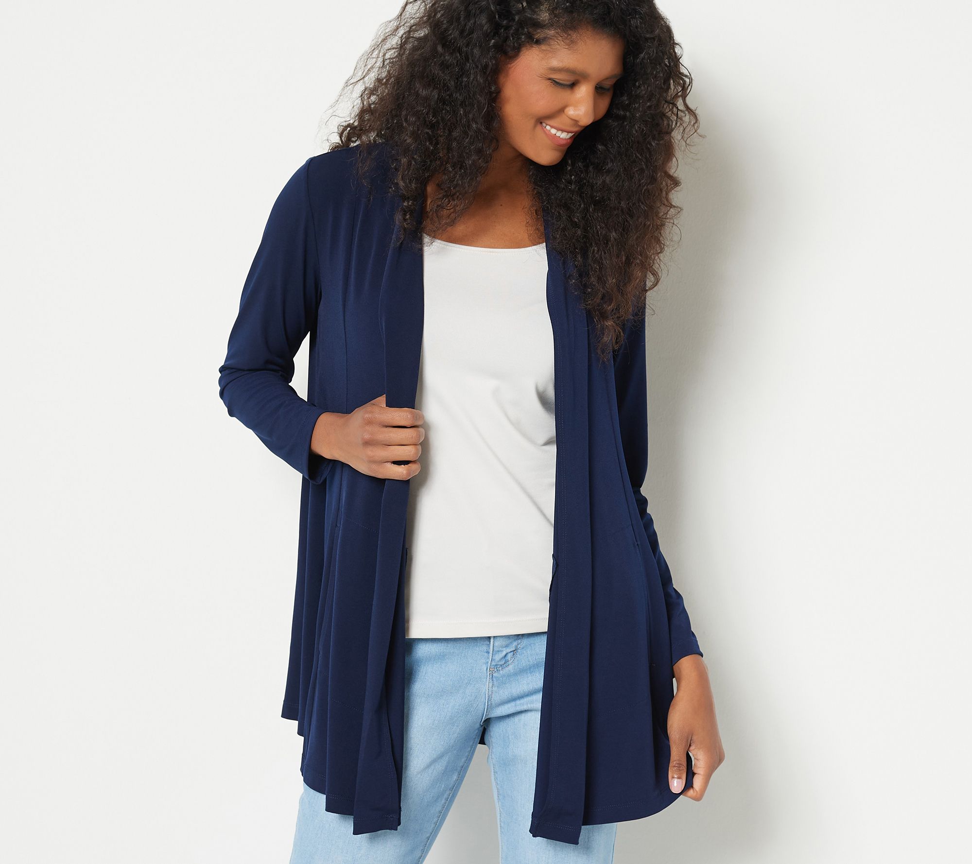 Susan Graver Modern Essentials Petite Liquid Knit Cardigan