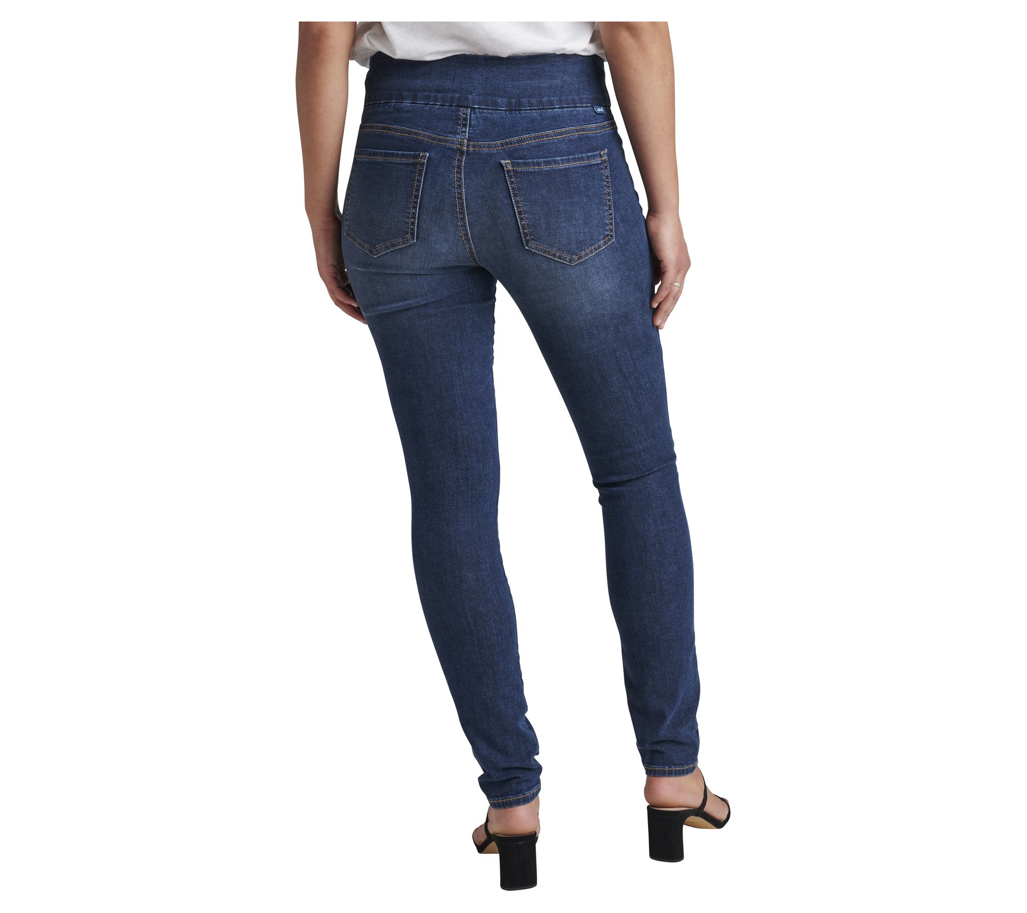 JAG Petite Nora Mid Rise Skinny Pull-On Jeans-Anchor Blue - QVC.com