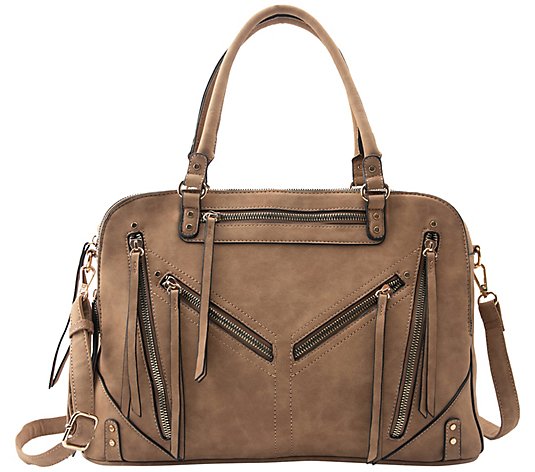 Violet Ray Triple Entry Angled Zip Satchel - Ea st West Logan