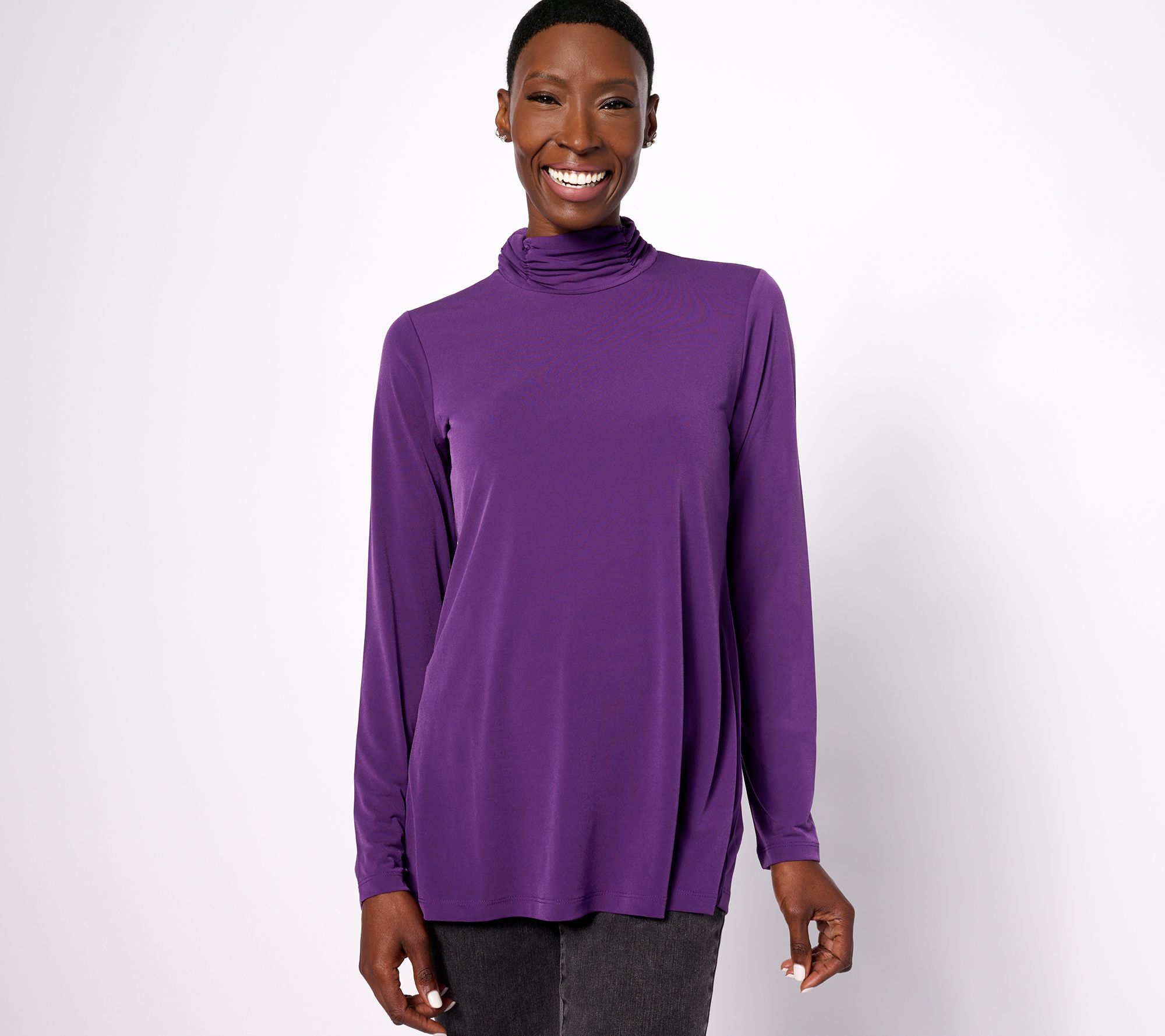 Susan Graver Modern Essentials Pet Liquid Knit A-Line Tunic