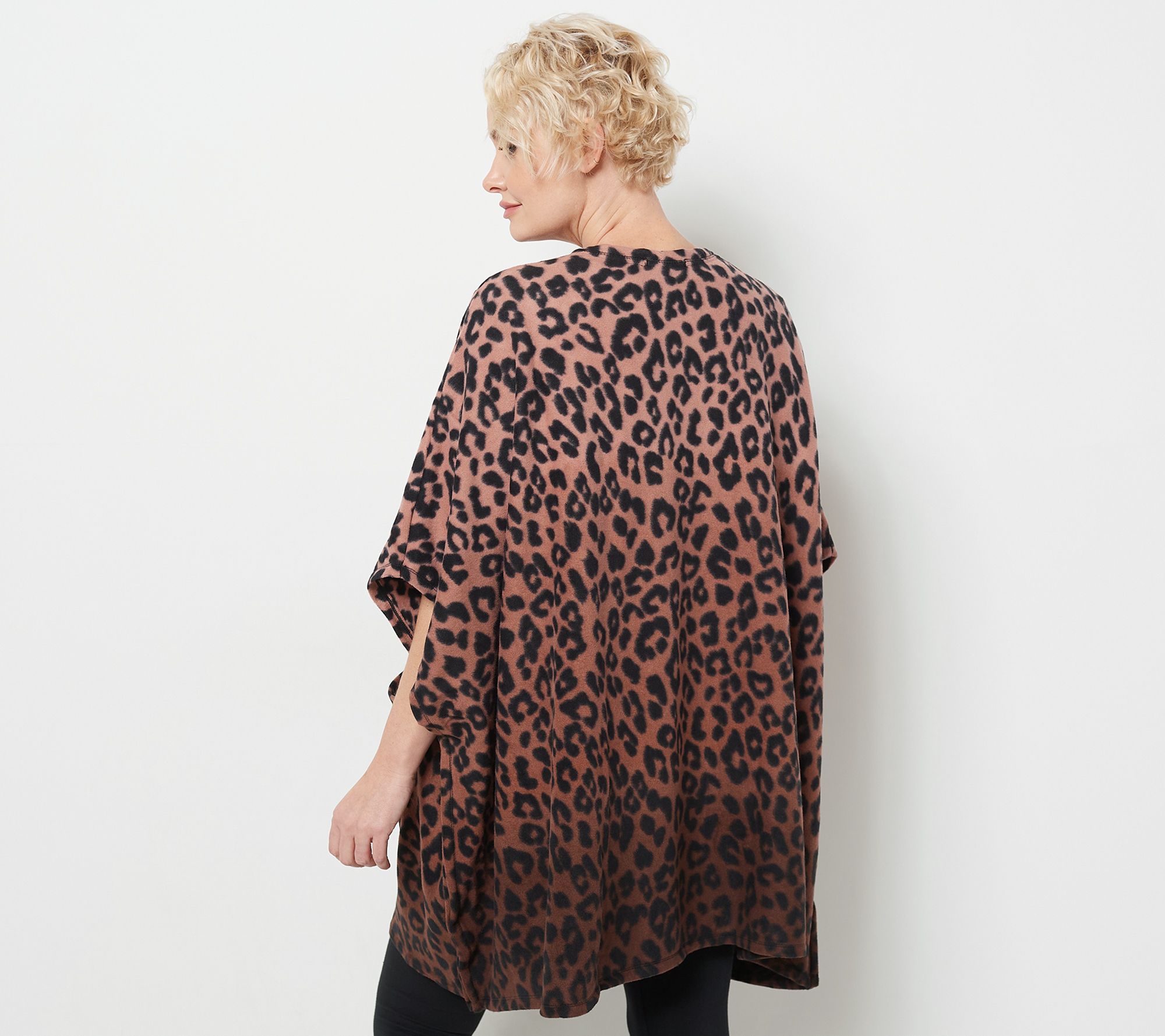 Cuddl Duds Fleecewear with Stretch Blanket Wrap Brown Cheetah