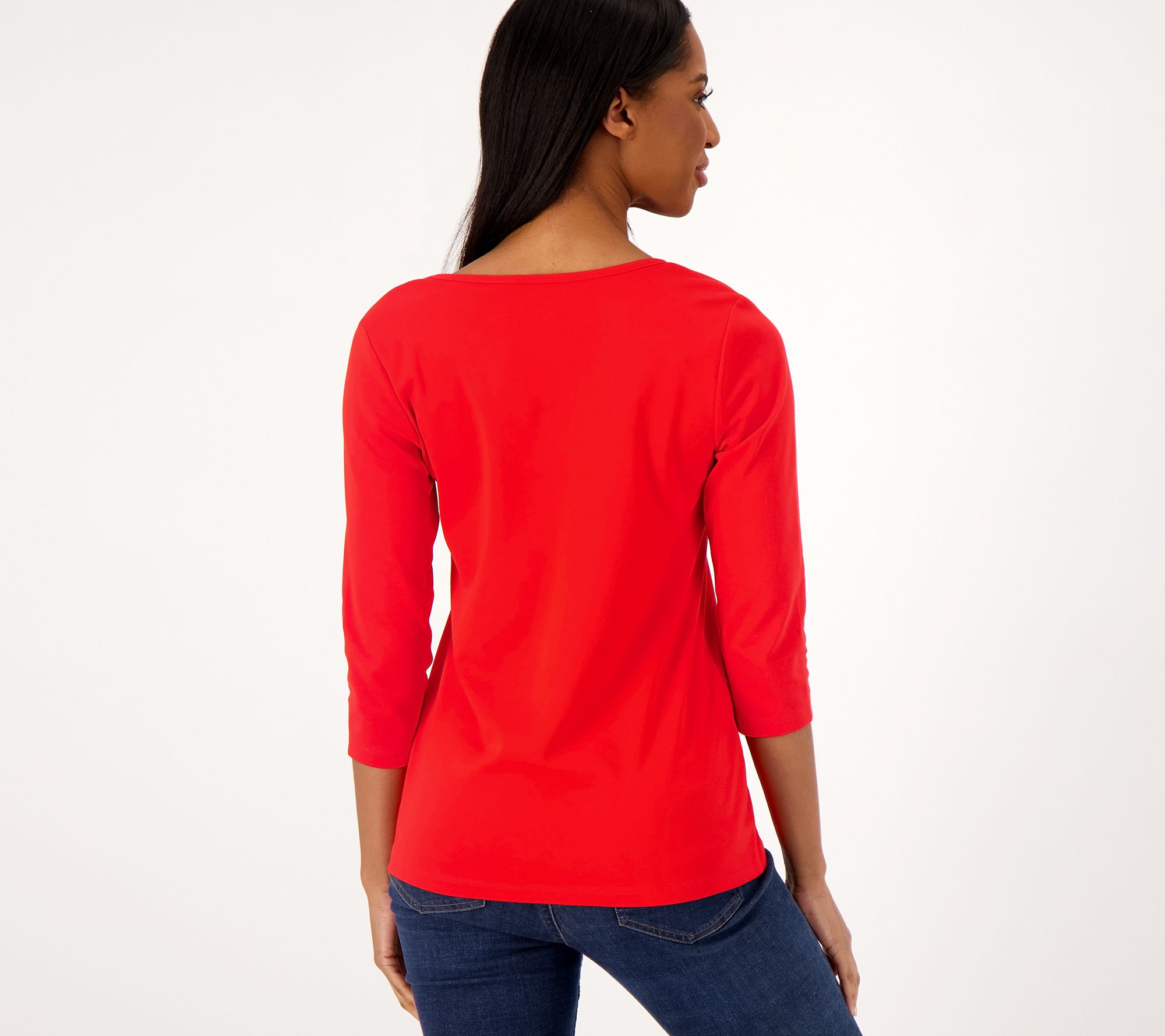 Isaac Mizrahi Live! Essentials Pima Cotton 3/4- Sleeve Top - QVC.com