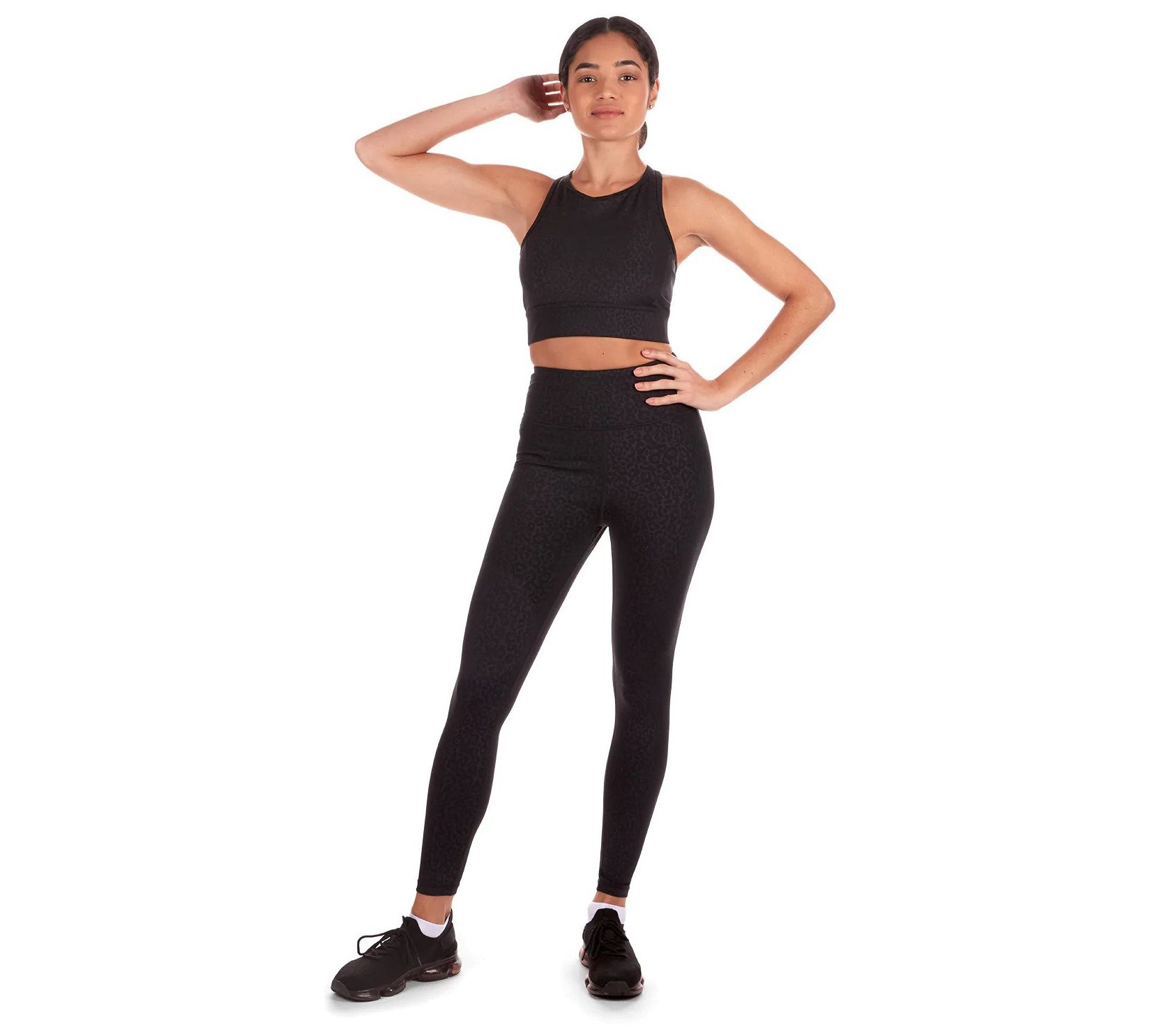 Memoi Leopard Print Racerback Sports Bra