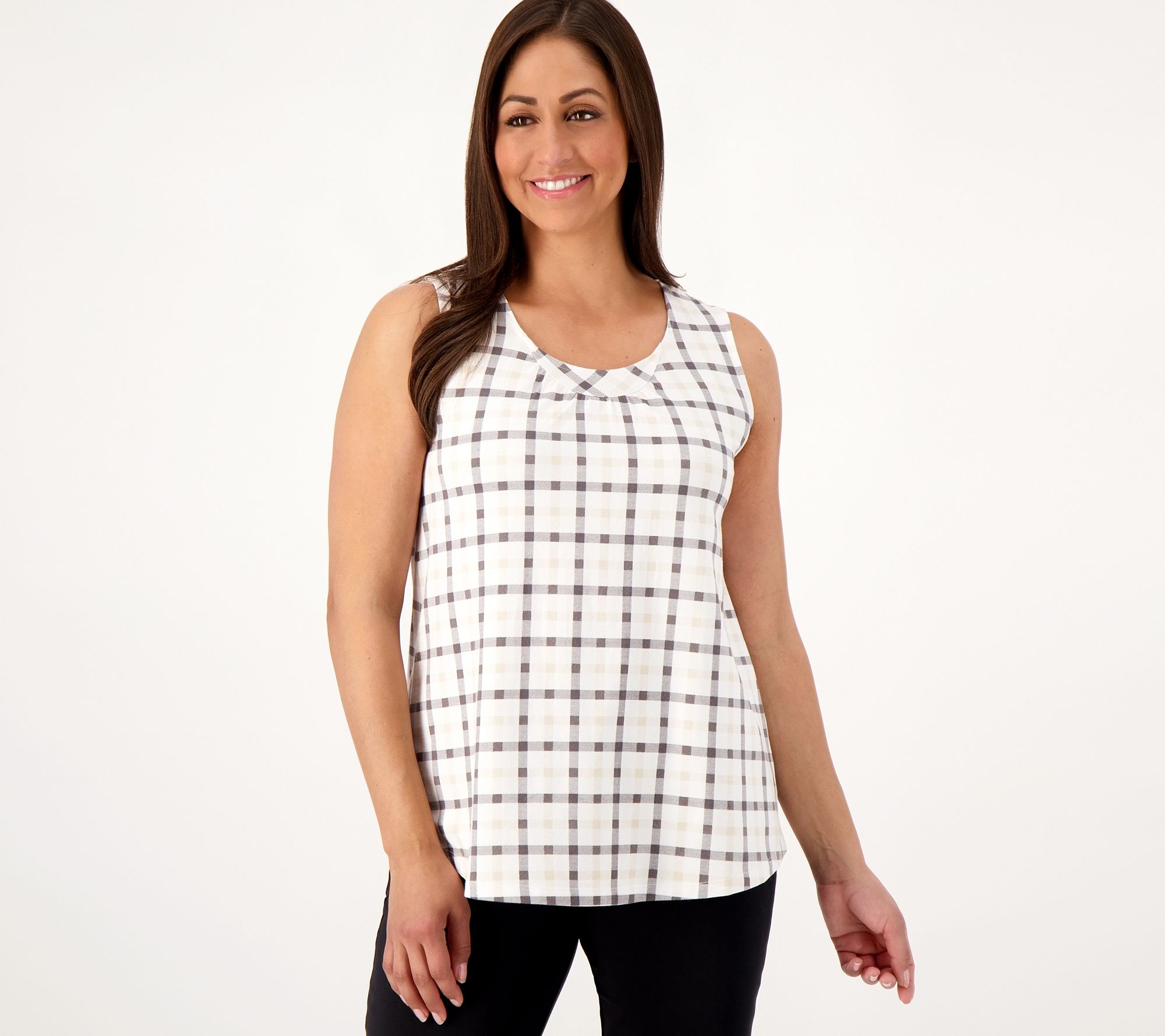 Denim & Co. Printed Favorite Jersey Tank w/ Curved Hem