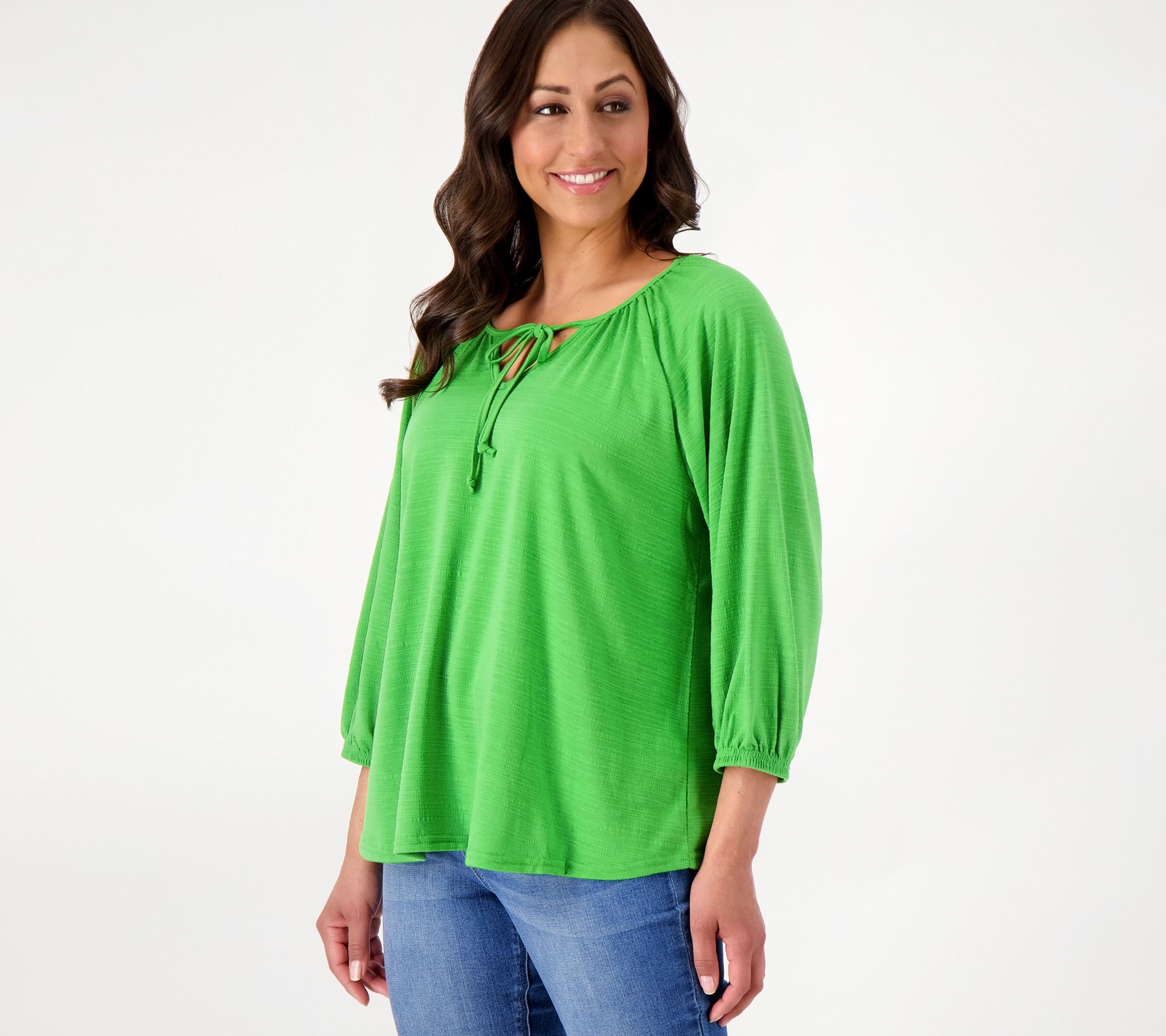 "As Is" Laurie Felt Textured Gauze Tie Neck Top