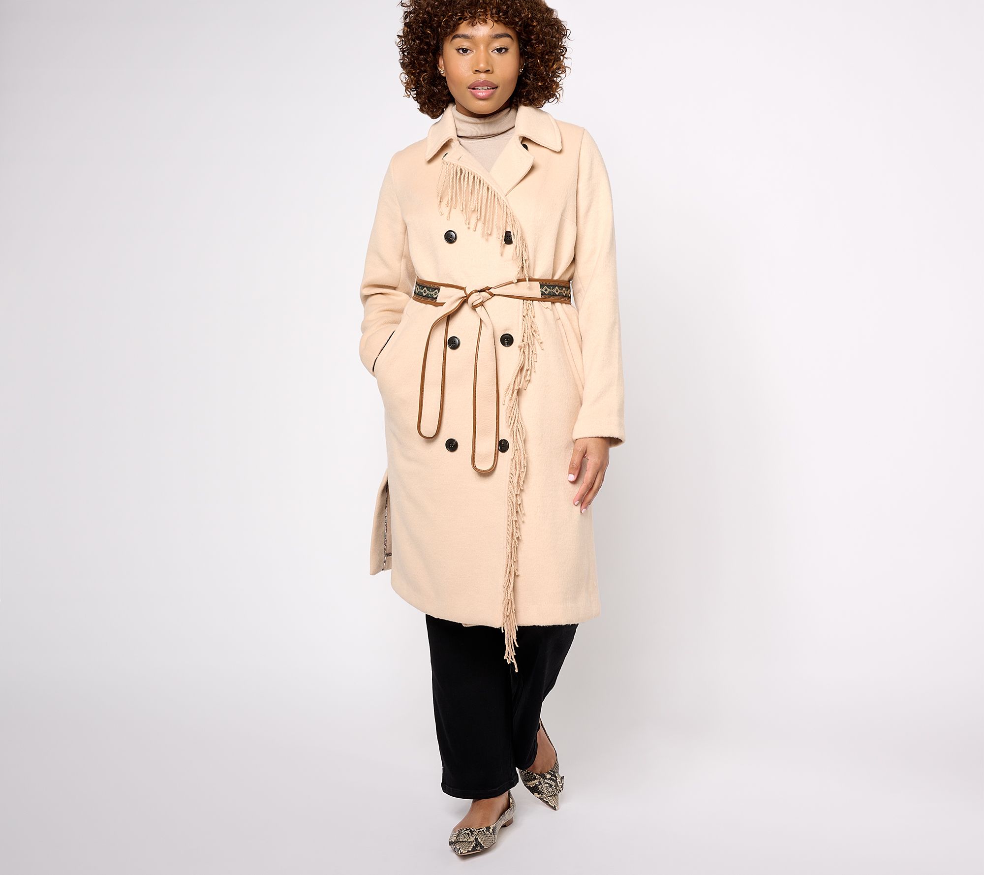 "As Is" Canyon Retreat Trench Coat with Lapel Detail & Belt
