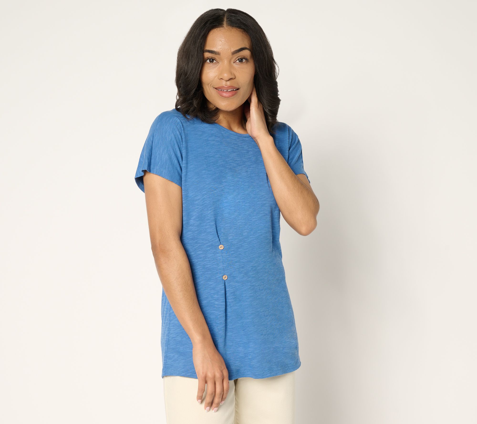 Denim & Co. Regular Linen Blend Dolman Sleeve Tunic