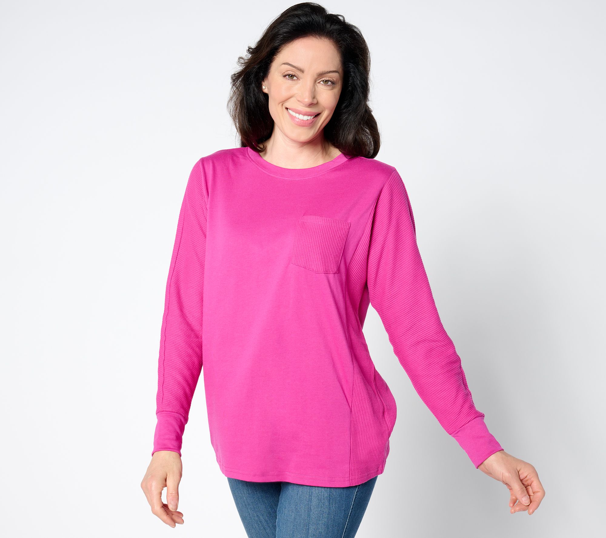 Belle by Kim Gravel Mixed Media Waffle & Jersey Slouchy Top