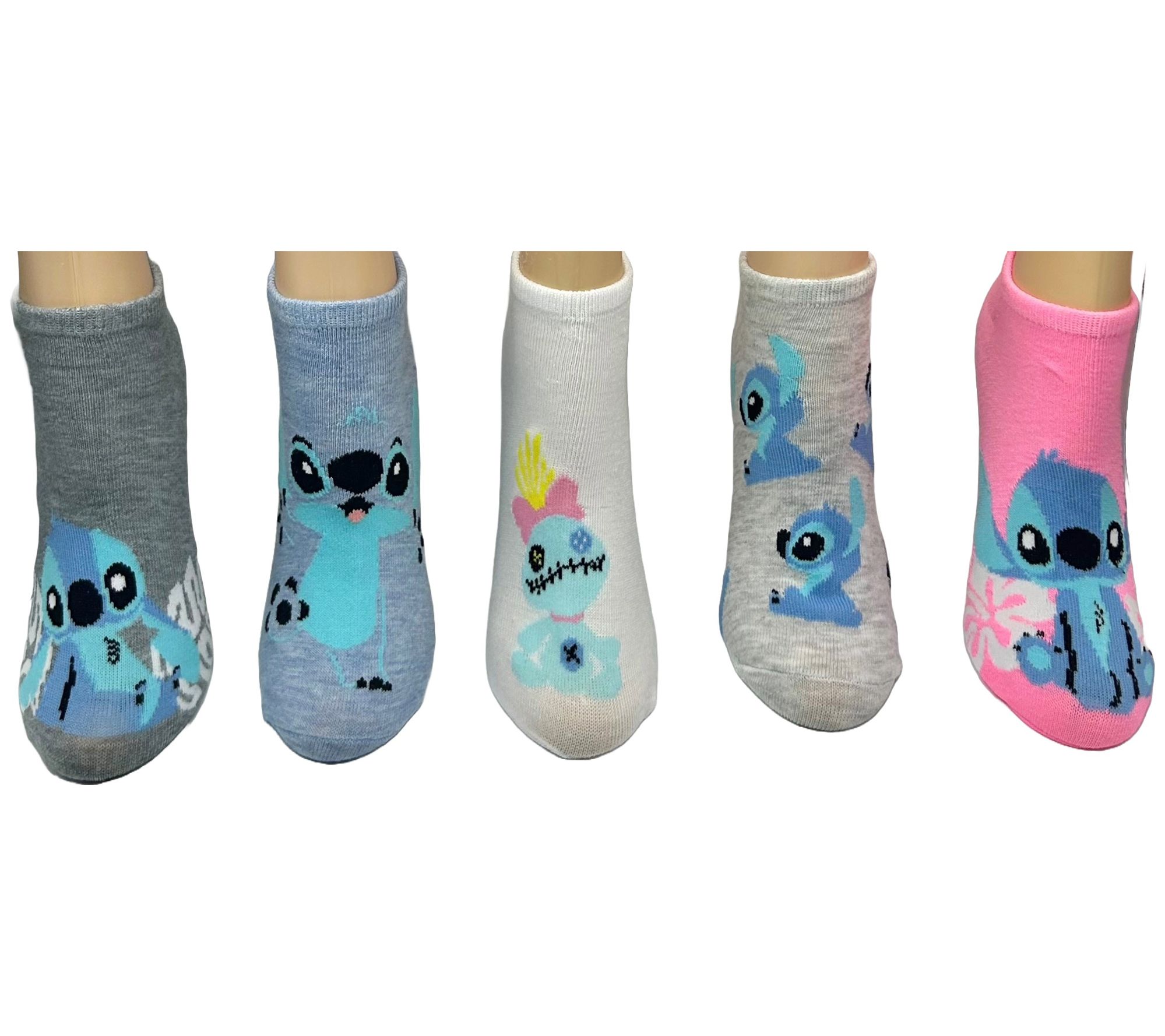 Disney Ladies' Lilo & Stitch No-Show Sock Set -5 Pair