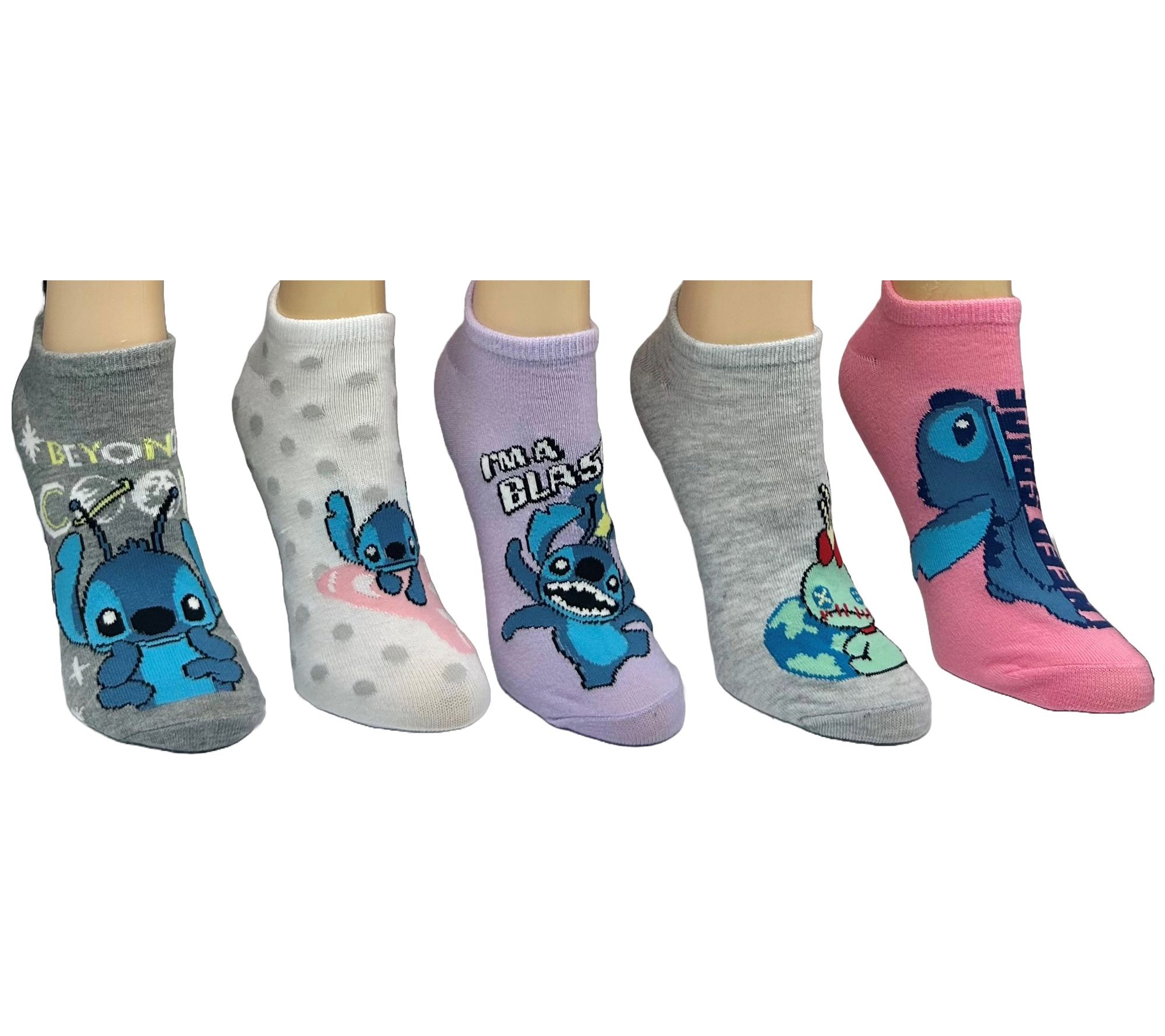 Disney Ladies' Lilo & Stitch No-Show Sock Set -5 Pair