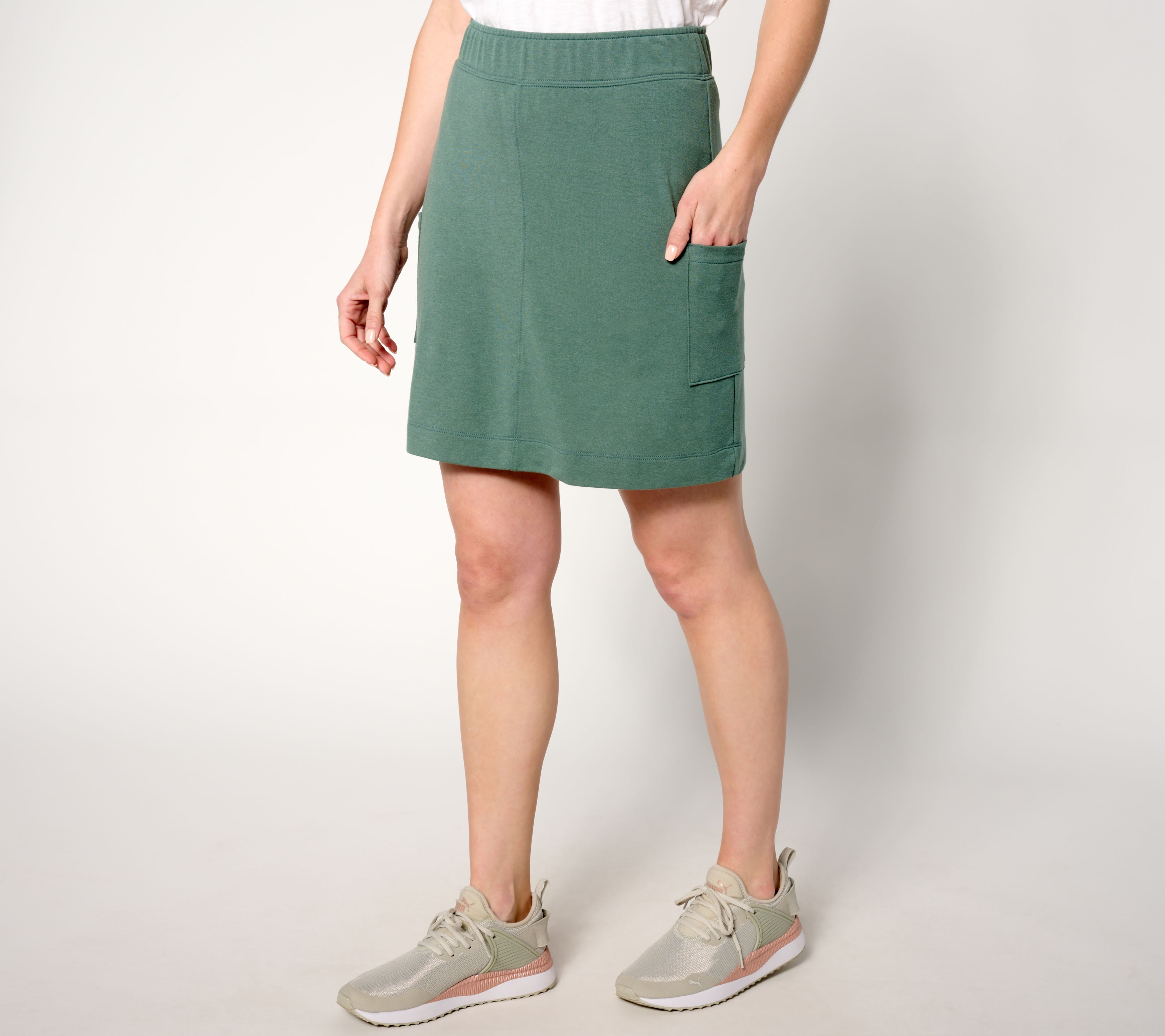 Denim & Co. Active Petite Soft Blend Knit Cargo Skort