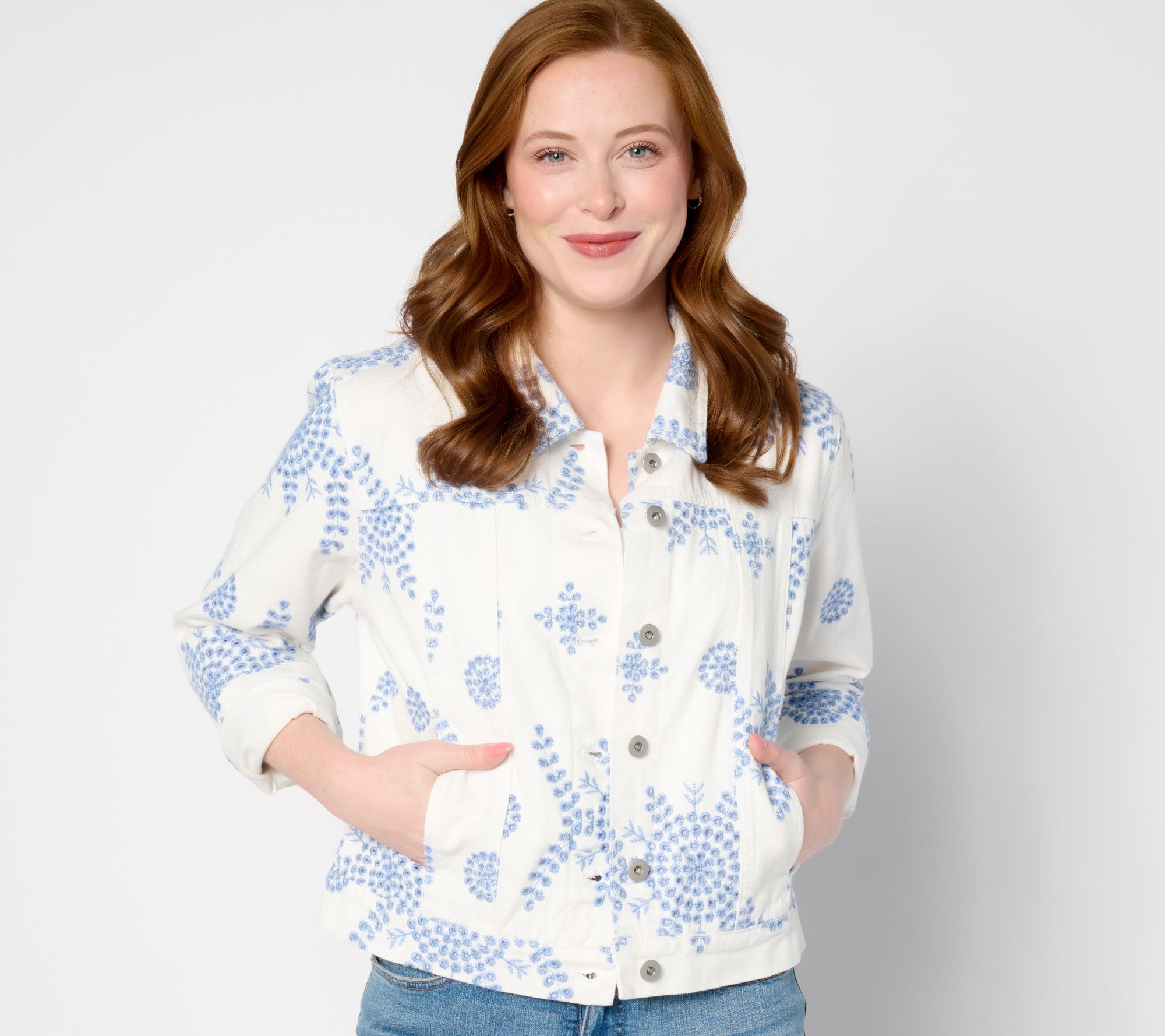 "As Is" Destination 365 Eyelet Denim Jacket with Pockets