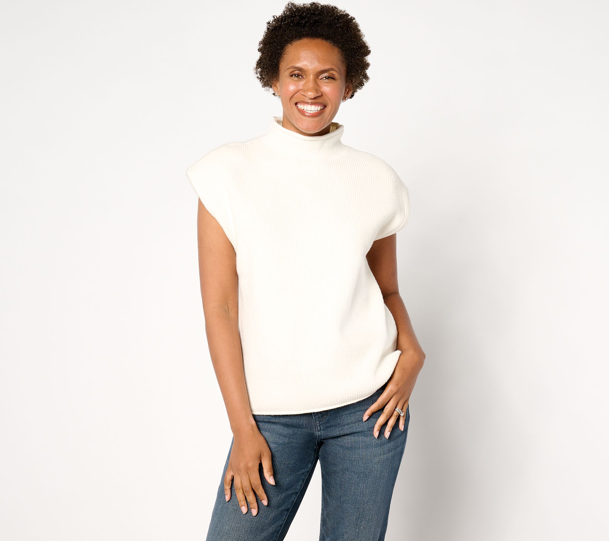 Me by Jennie Garth Mattie Sweater Vest with Shoulder Pads