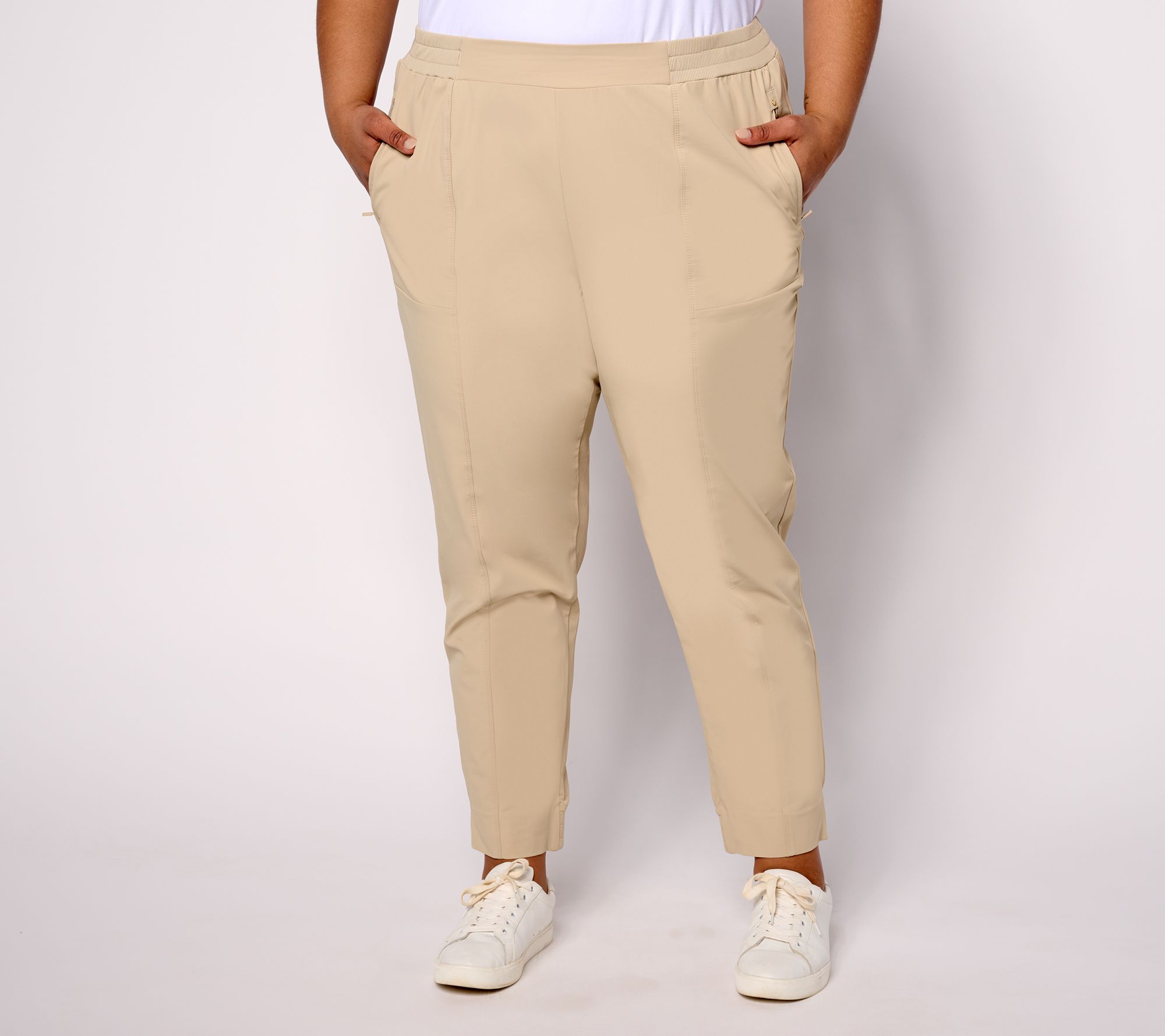 "As Is" Isaac Mizrahi Live! Reg Clubhouse Stretch Tech Crop Pants