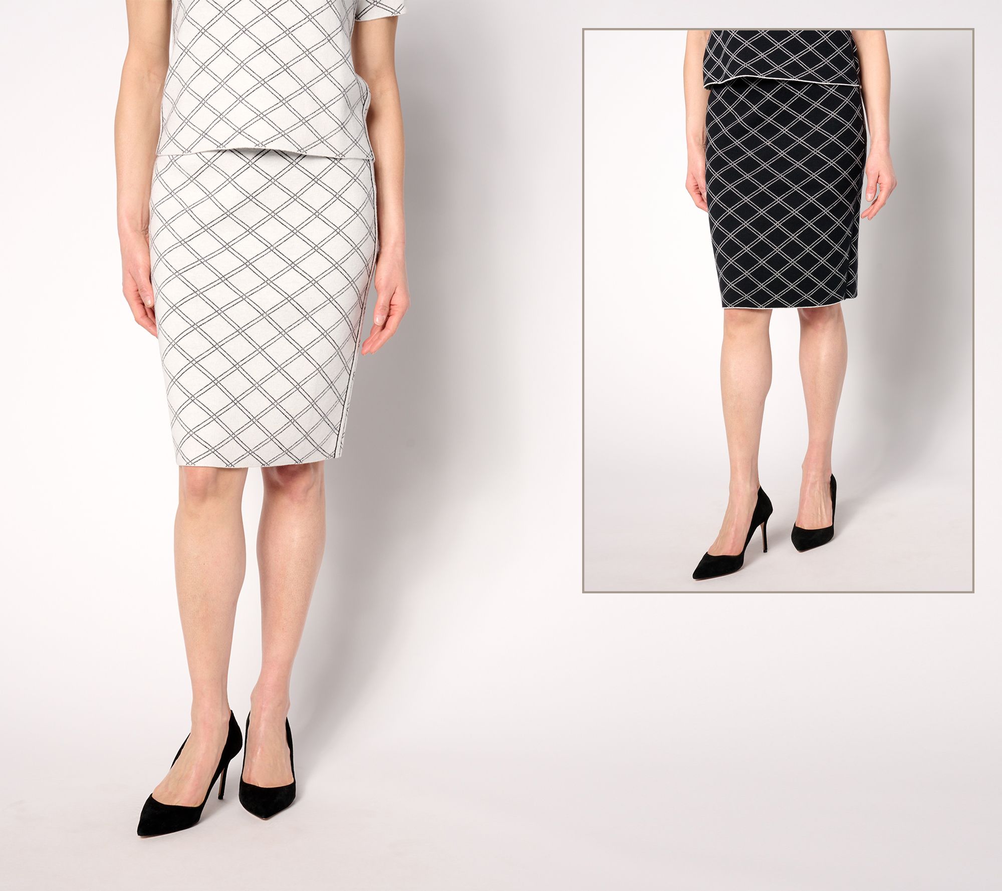 "As Is" Isaac Mizrahi Live! Tall Reverse Jacquard Sweater Skirt