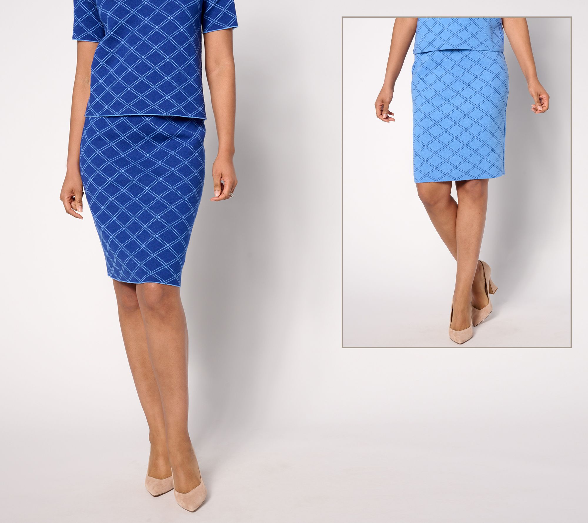 "As Is" Isaac Mizrahi Live! Tall Reverse Jacquard Sweater Skirt