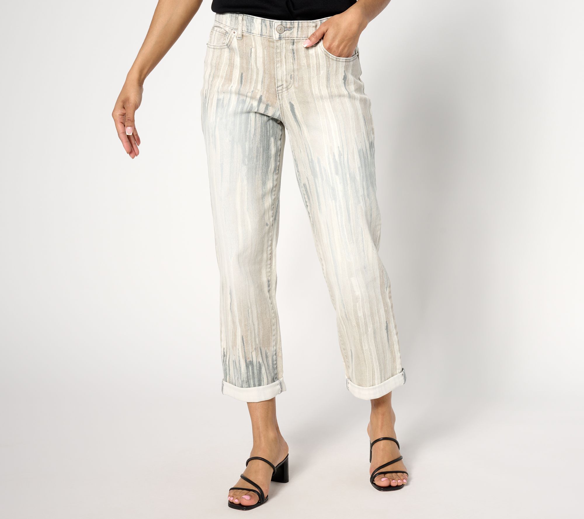 "As Is" LOGO by Lori Goldstein Regular Printed Boyfriend Jeans