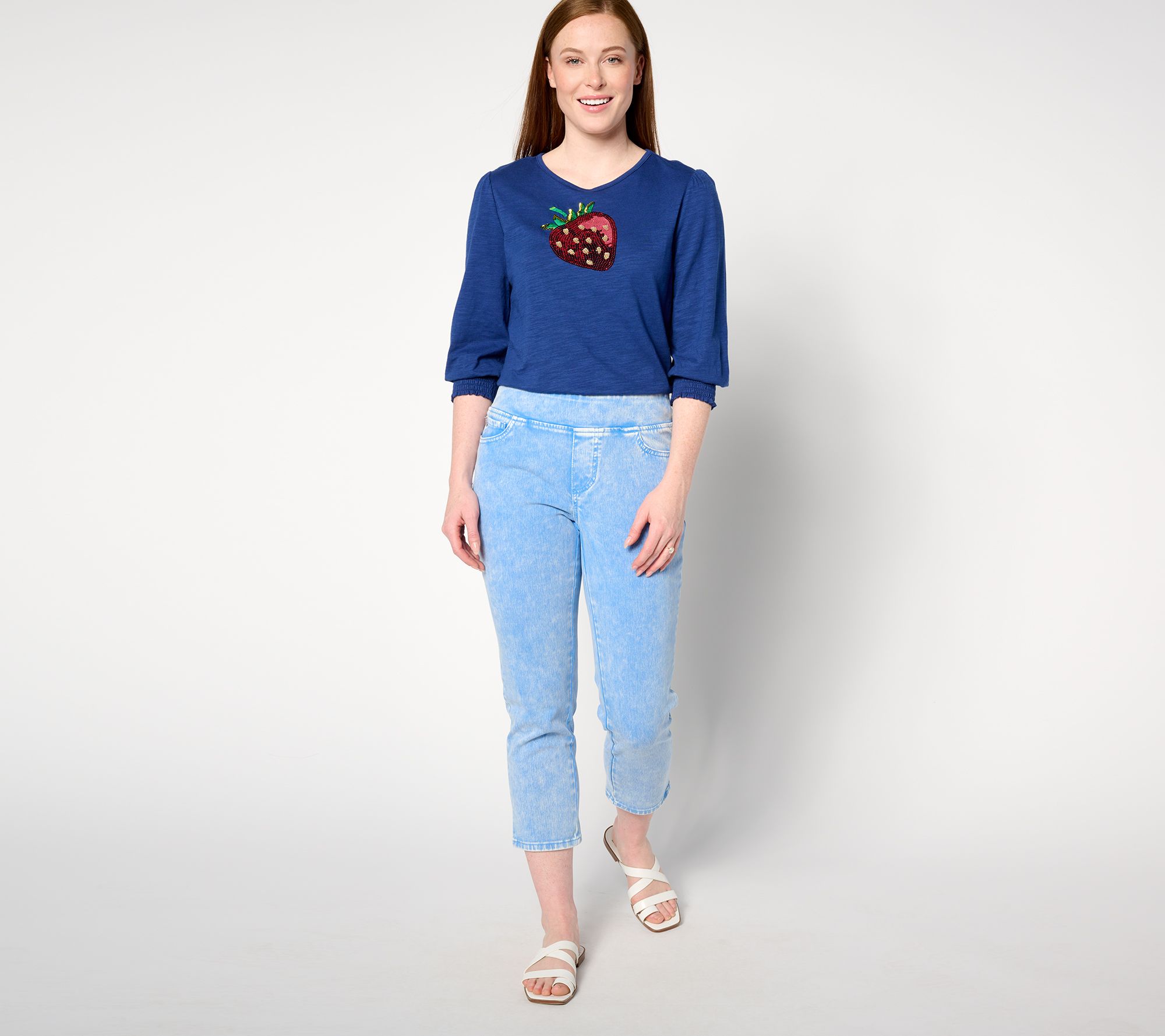 Belle by Kim Gravel Delray Denim Cropped Jean - QVC.com
