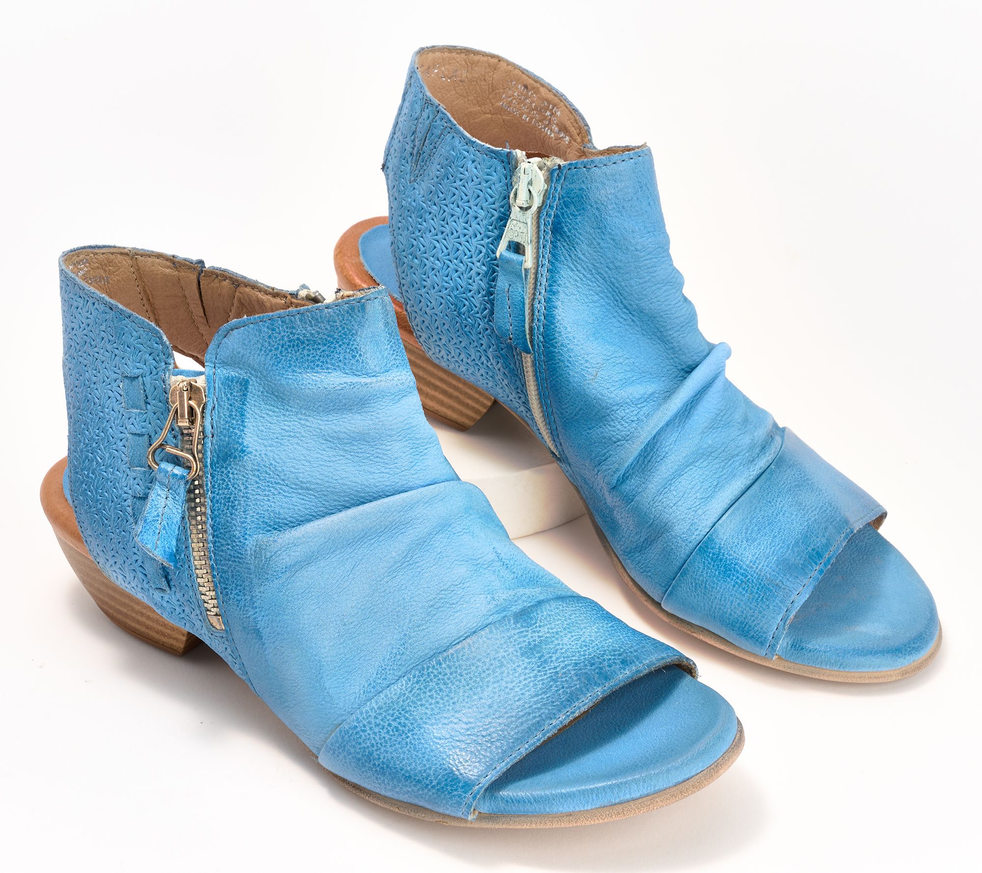 "As Is" Miz Mooz Leather Side Zip Heeled Sandals- Carla