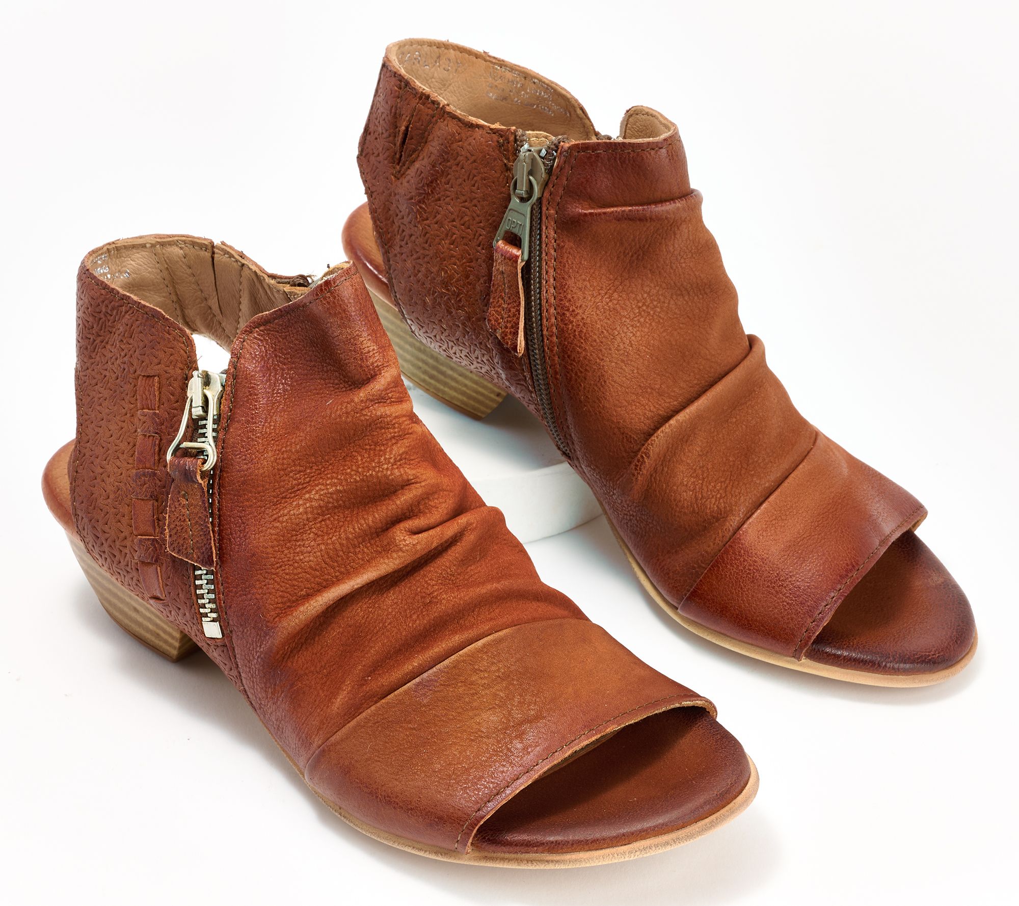 "As Is" Miz Mooz Leather Side Zip Heeled Sandals- Carla