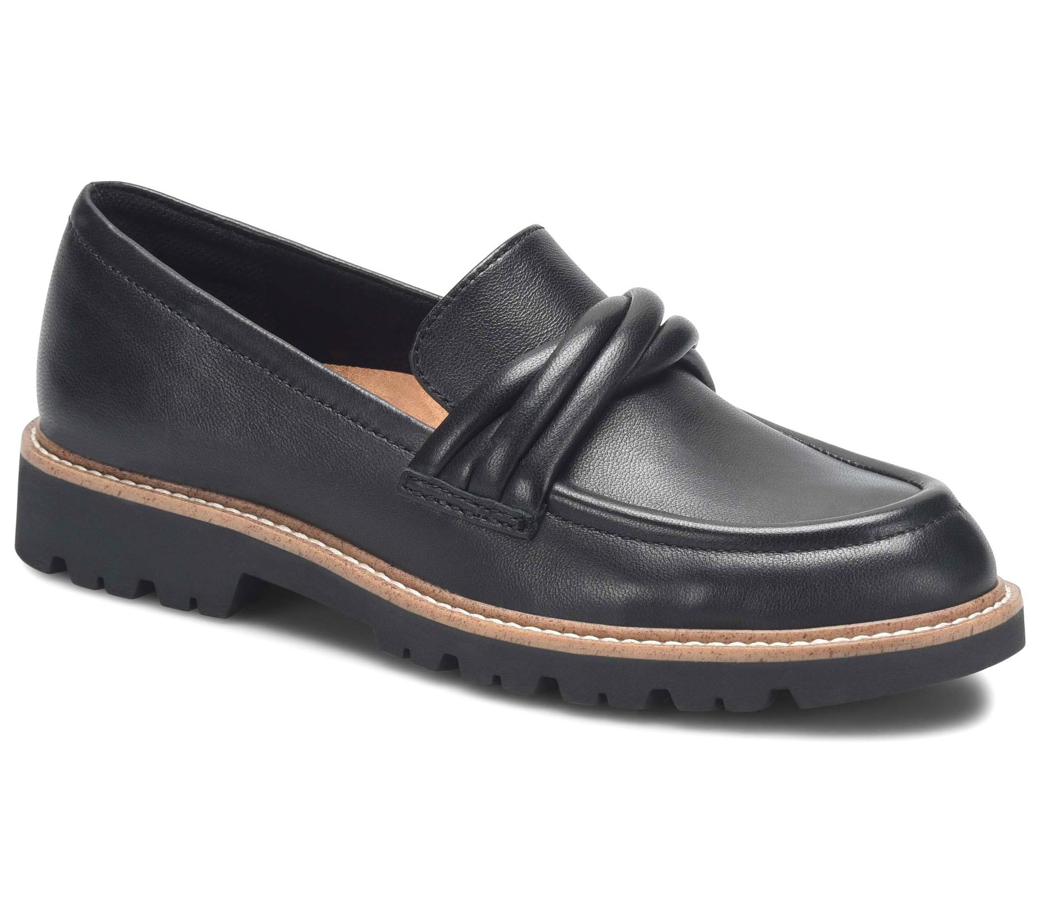 Comfortiva Twist Strap Leather Lug Sole Loafer- Lilac