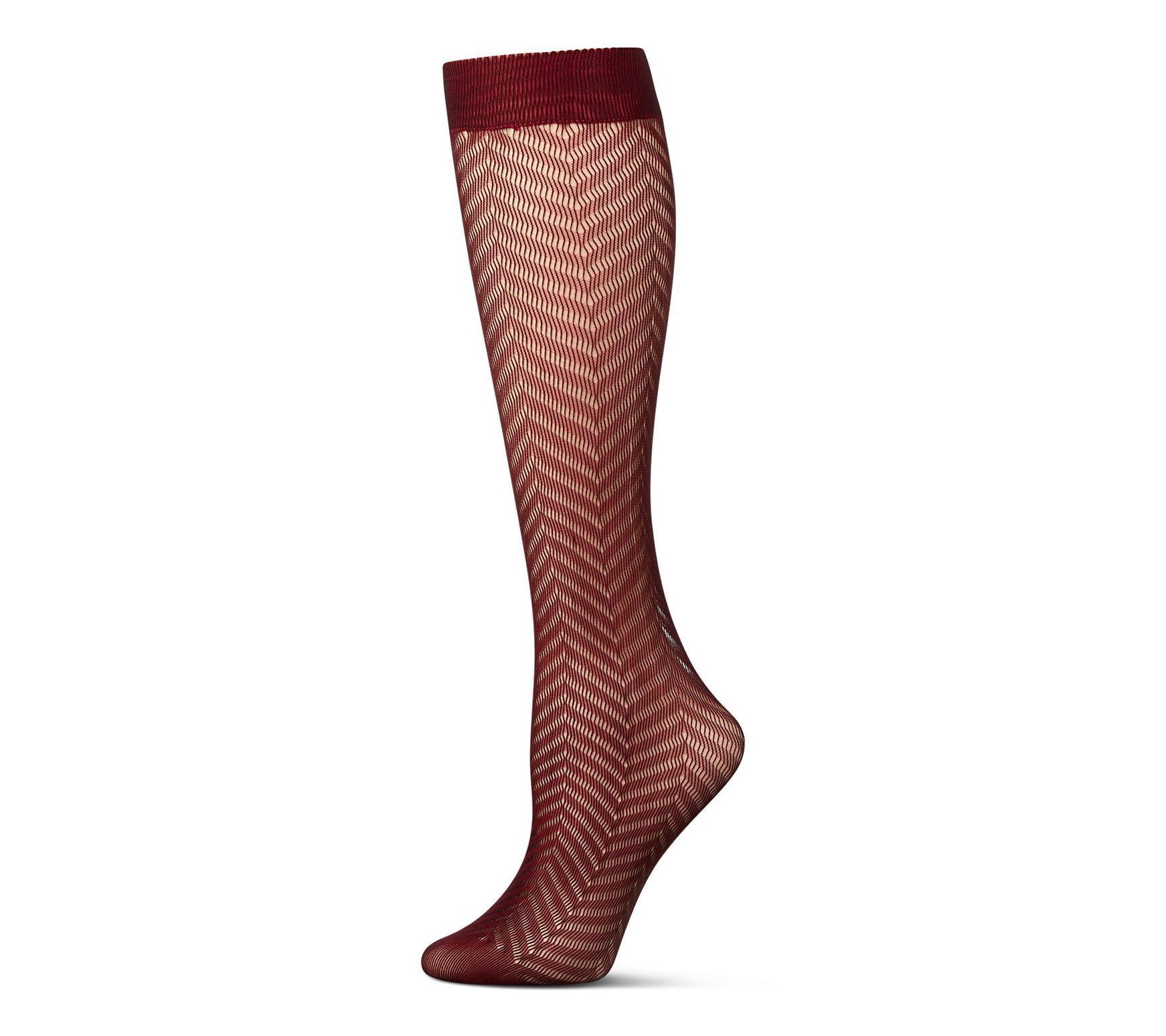 Memoi Women's Sheer Chevron Knit Knee-High Sock s