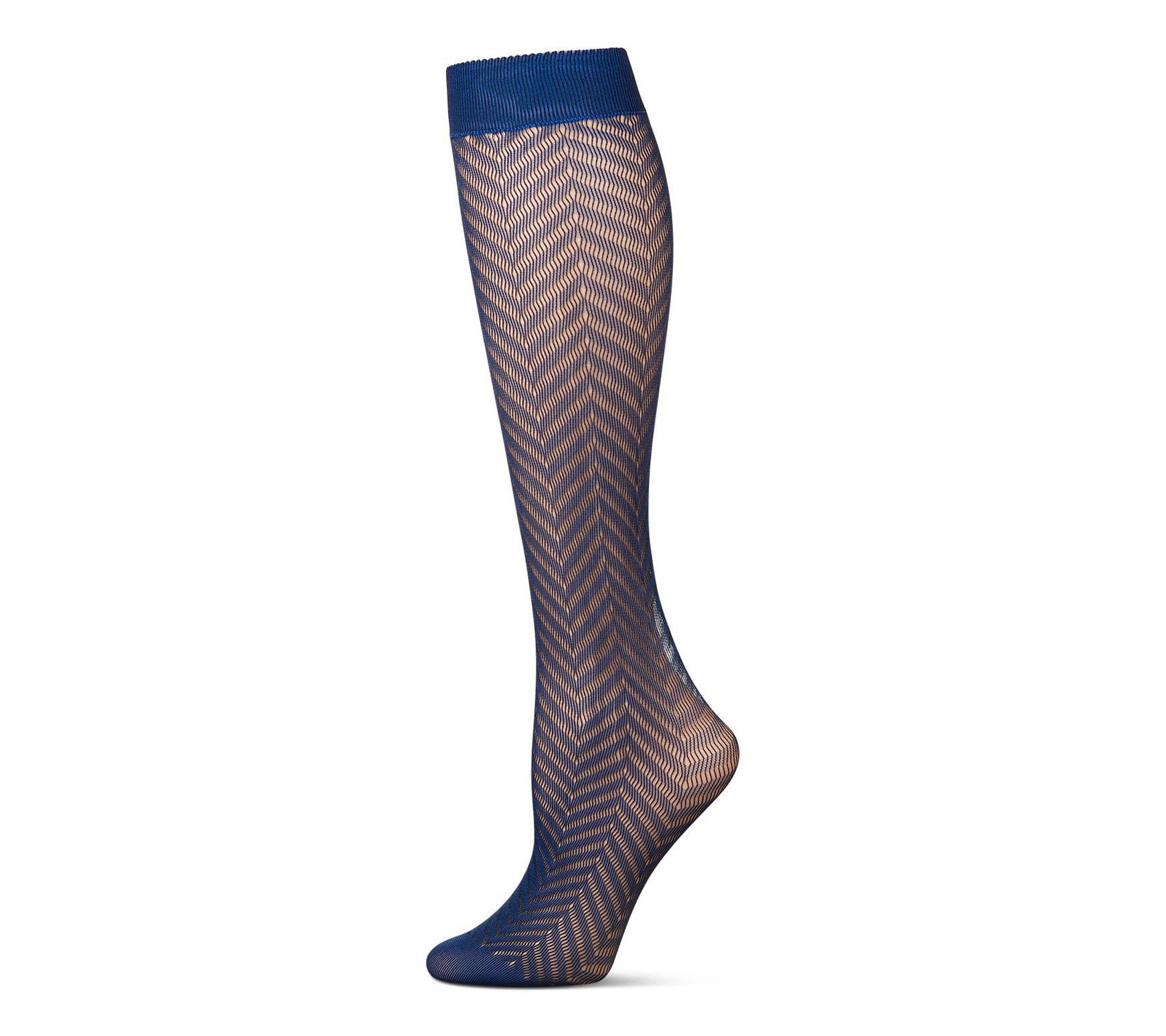 Memoi Women's Sheer Chevron Knit Knee-High Socks