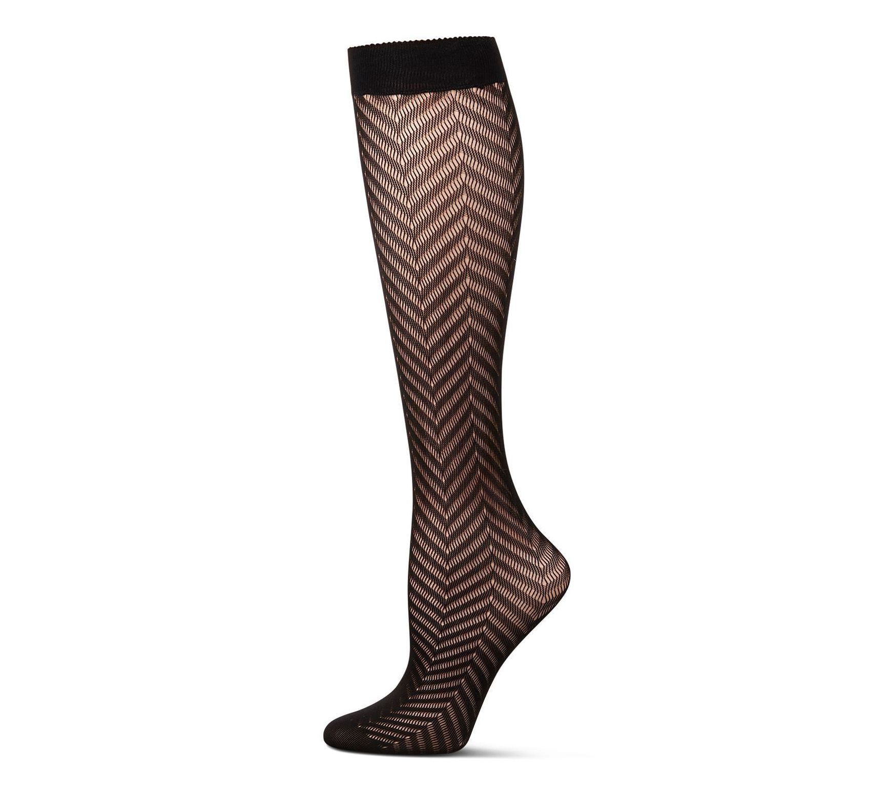 Memoi Women's Sheer Chevron Knit Knee-High Socks