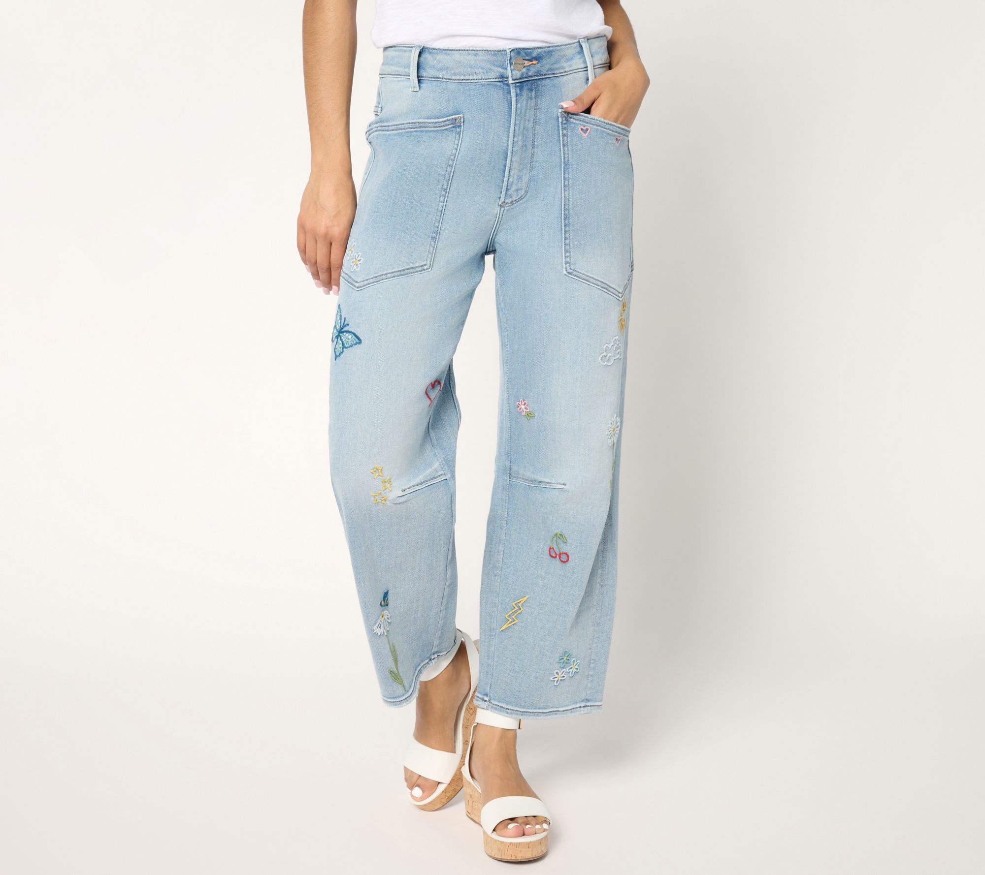 Driftwood Jeans Barbara Embroidered Barrel Leg Jean - Doodle
