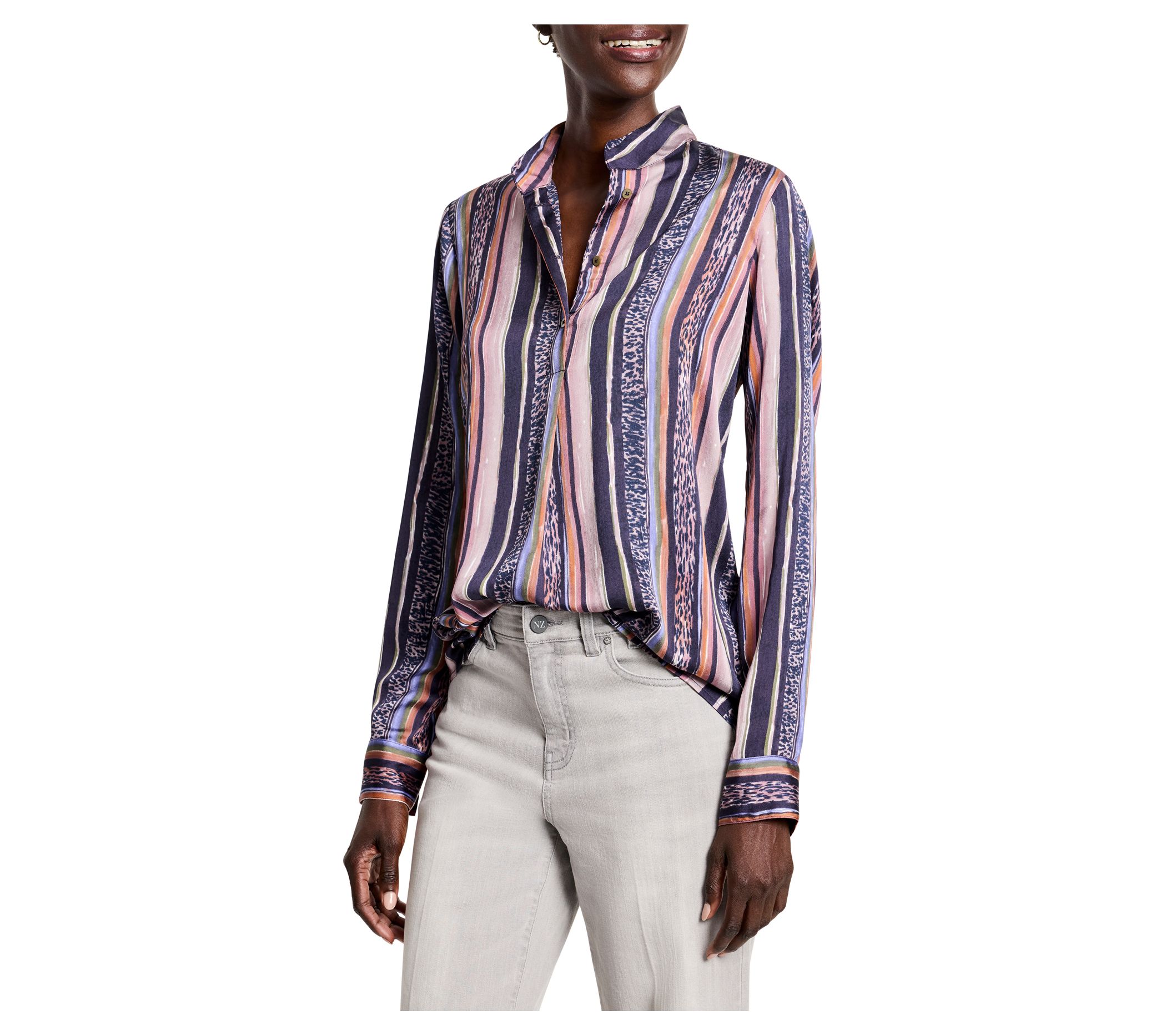 NIC+ZOE Animal Stripe Woven Shirt