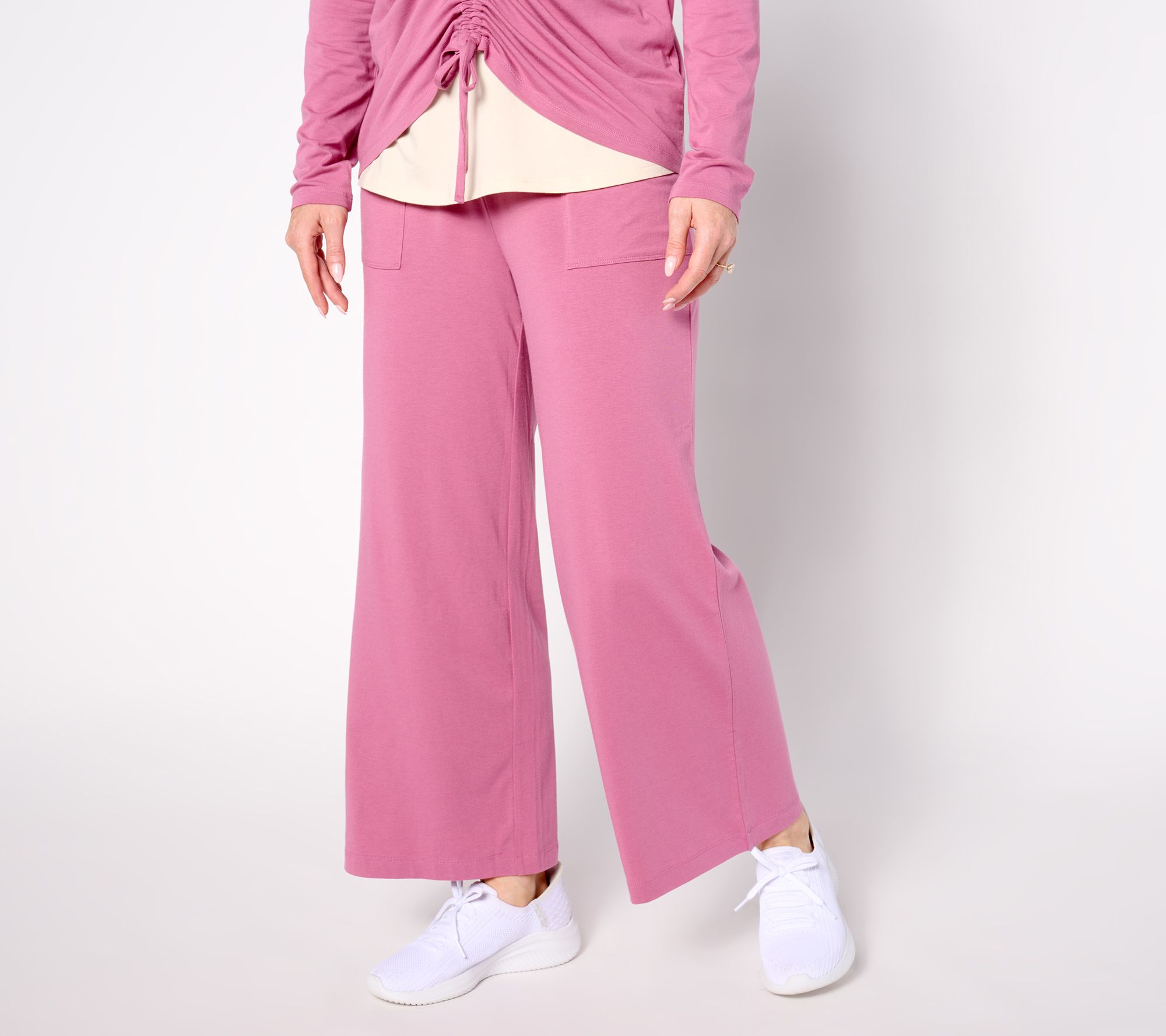"As Is" AnyBody Regular Cozy Knit Wide Leg Pant with Foldover Waist