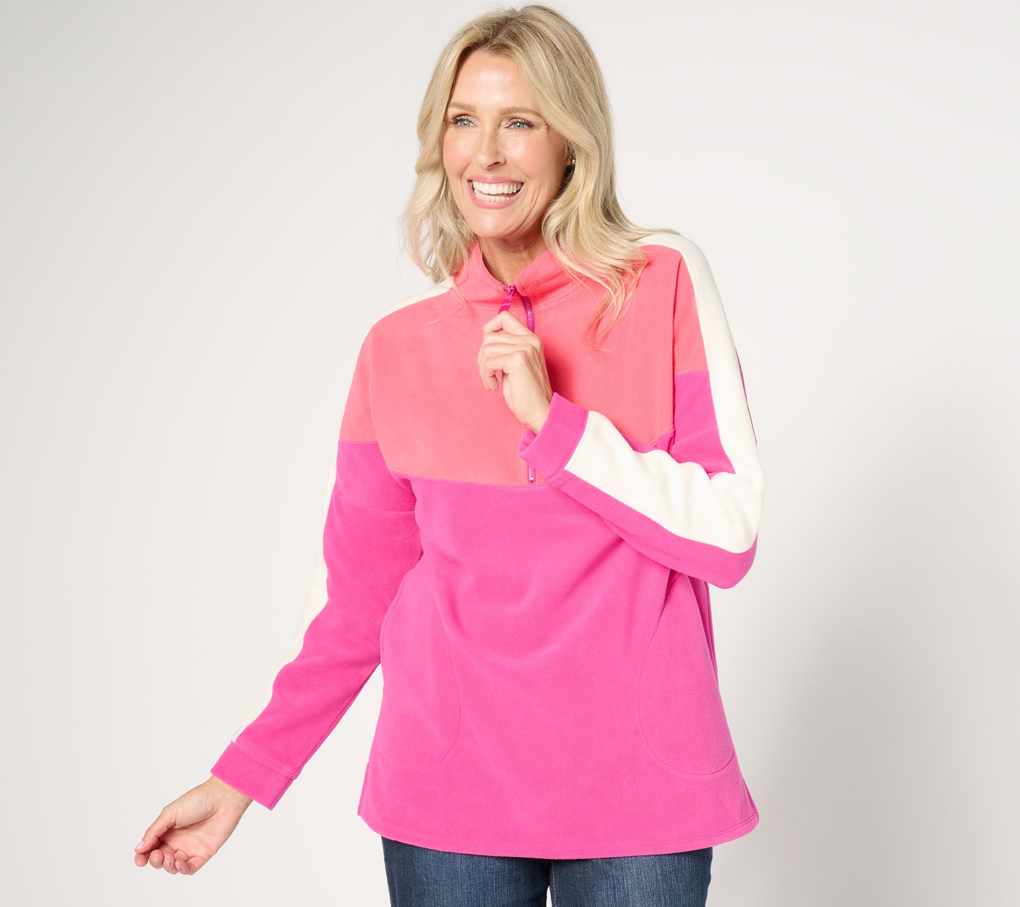 "As Is" Belle by Kim Gravel Tri Color Block Fleece Half Zip