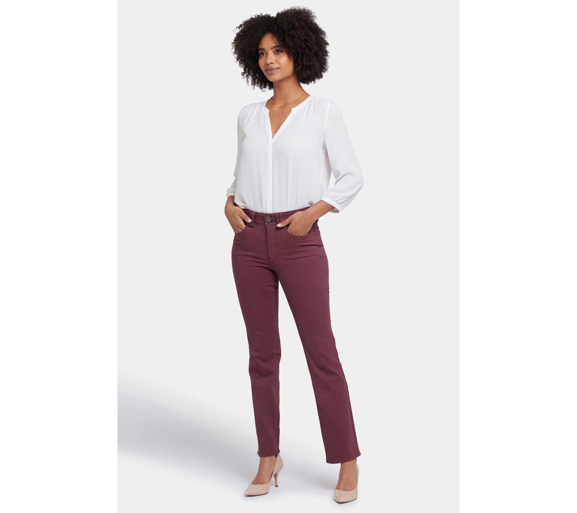 NYDJ High-Rise Marilyn Straight Jeans with WideWaistband