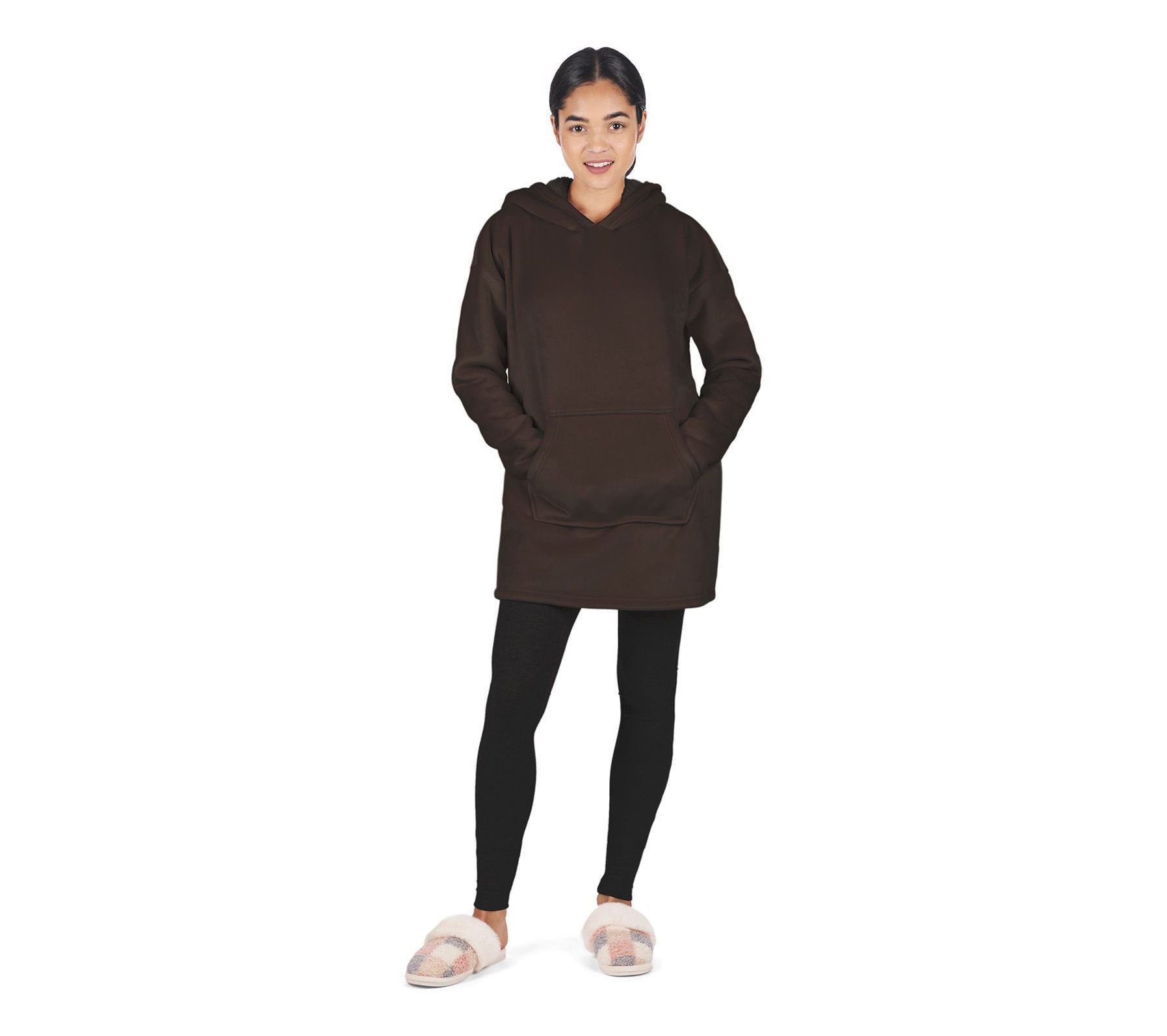 Memoi Velour Hooded Lounger with Faux Sherpa Lining