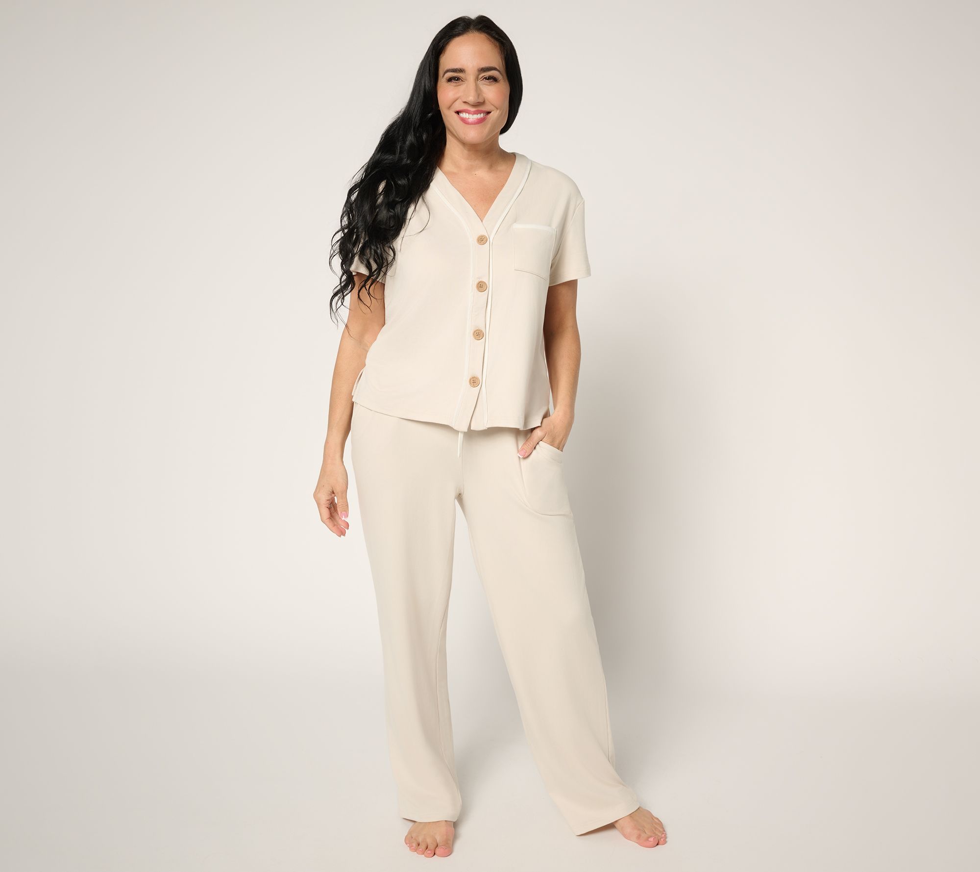 MUK LUKS Dream Cloud Button Front Short Sleeve Pajama Set