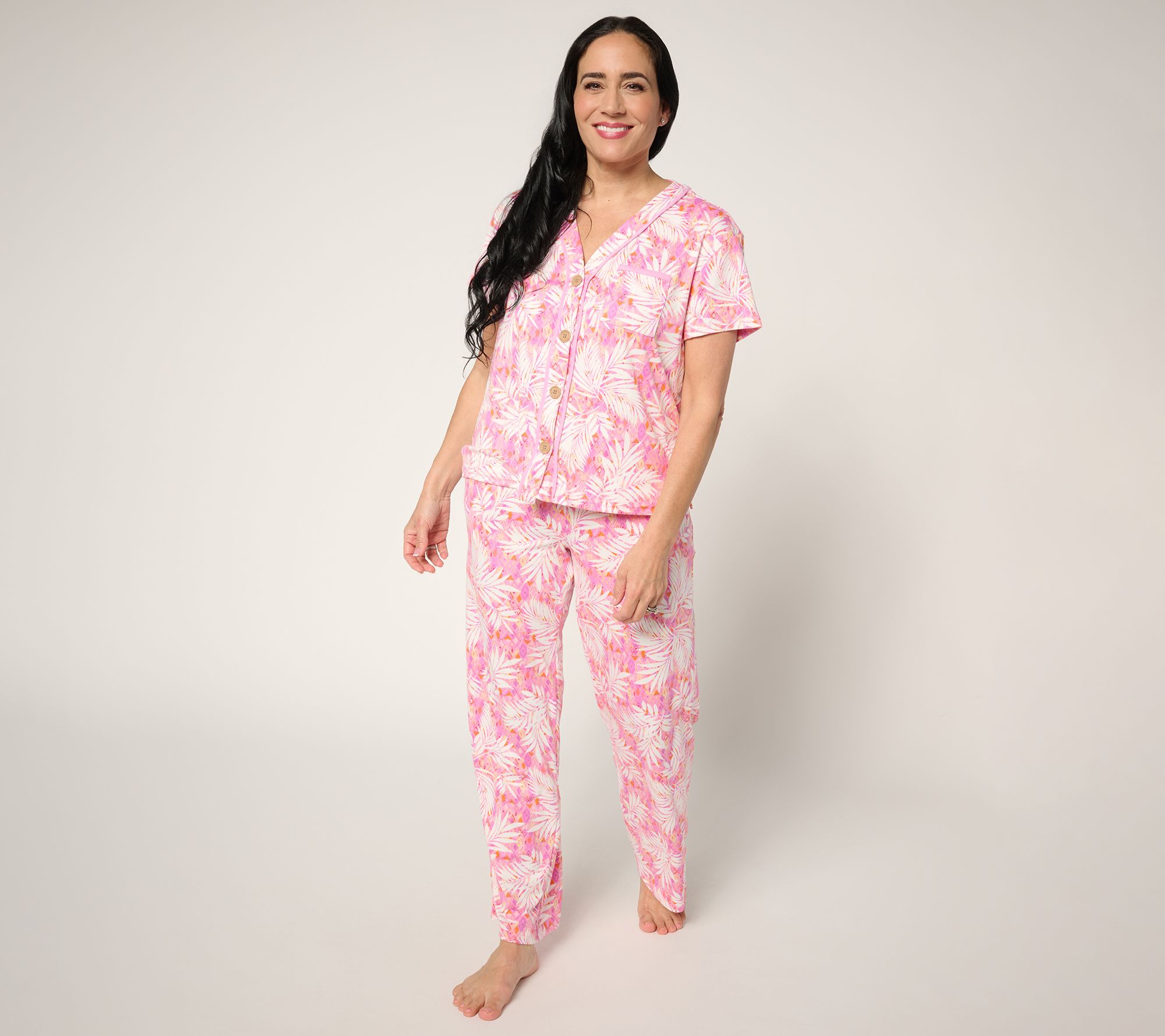 MUK LUKS Dream Cloud Button Front Short Sleeve Pajama Set