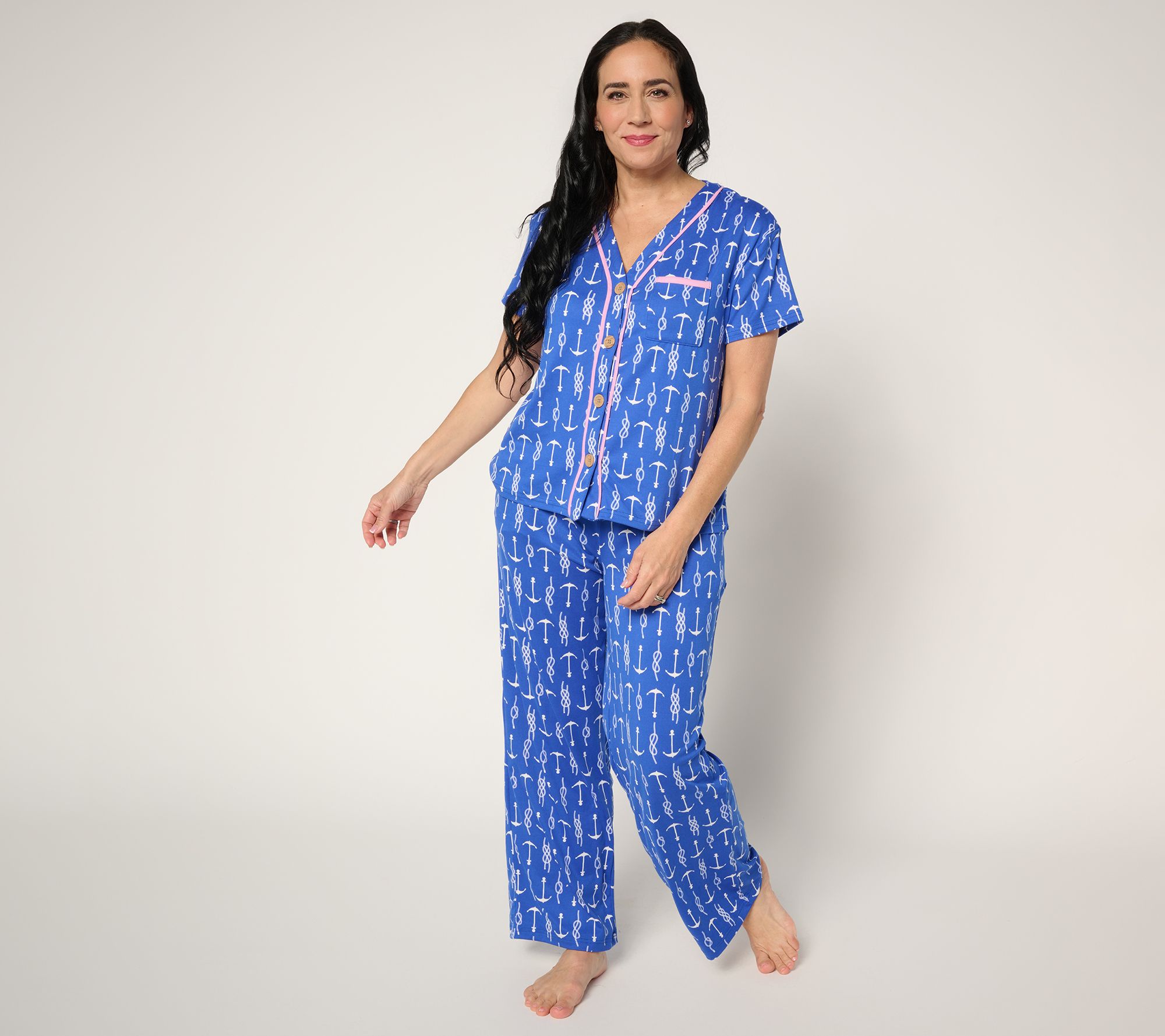 MUK LUKS Dream Cloud Button Front Short Sleeve Pajama Set
