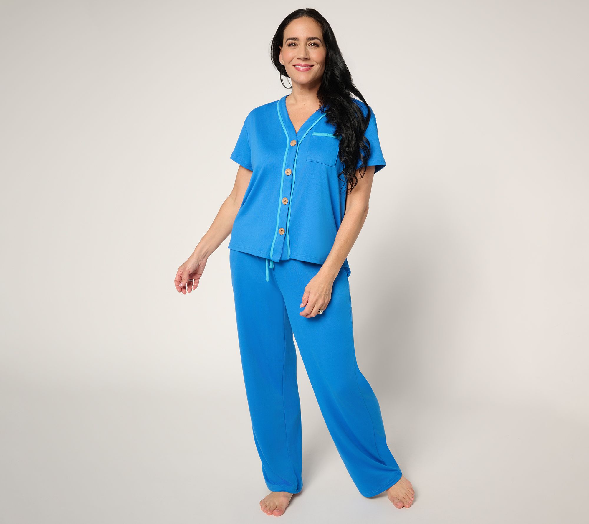 MUK LUKS Dream Cloud Button Front Short Sleeve Pajama Set