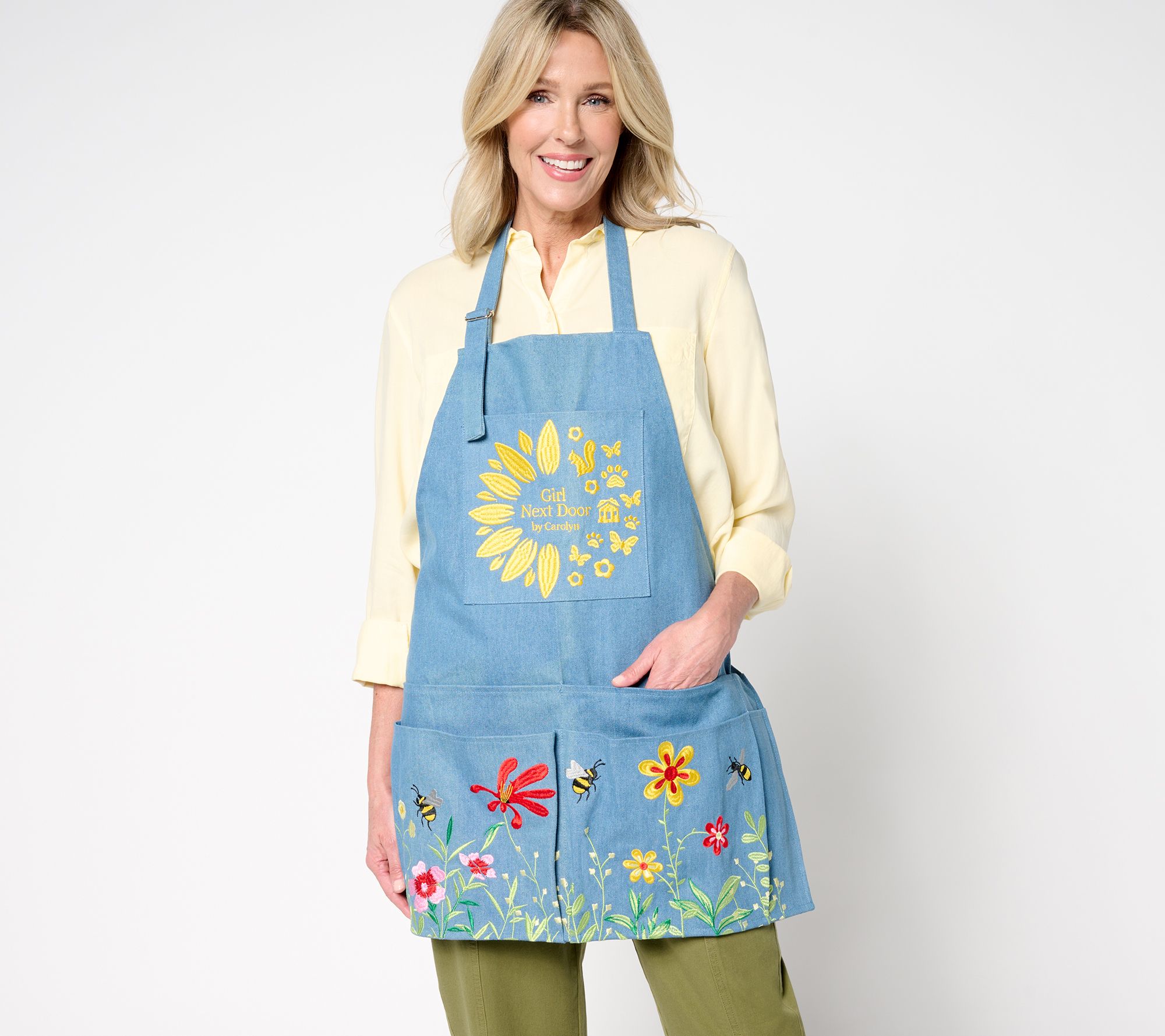  Girl Next Door By Carolyn Gracie Denim Embroidered Garden Apron
