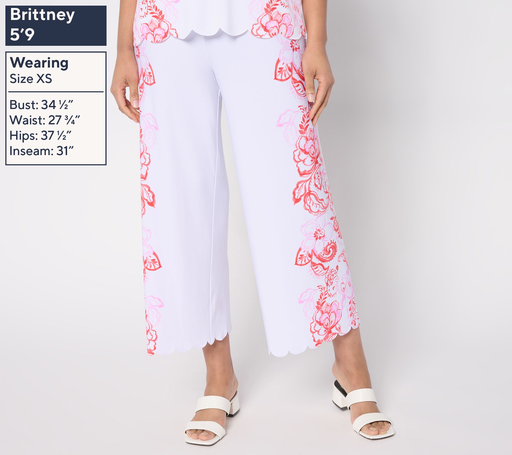 【GRAVER】White Flower Dot Embroidered Clip Bootcut Pants Farrah Crochet Floral Pant | Marciano