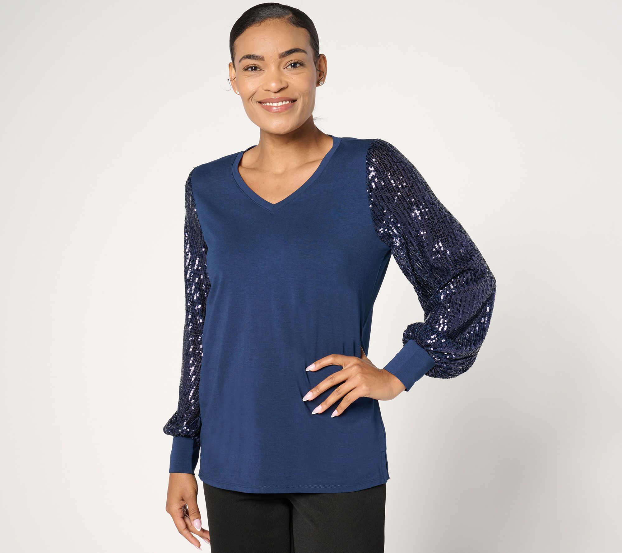 "As Is" Jingle Belles by Kim Gravel TripleLuxe Knit Sequin Top