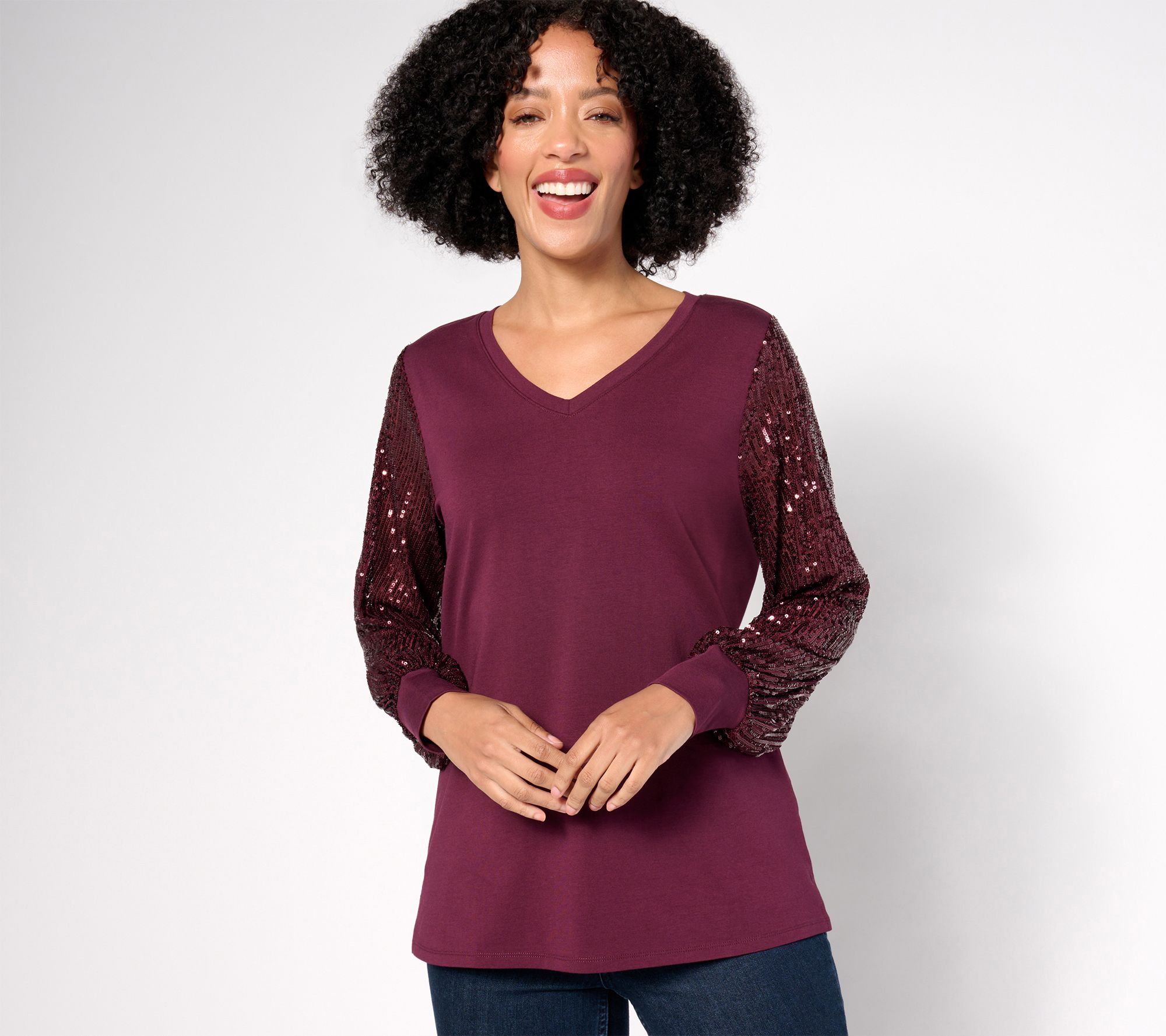 "As Is" Jingle Belles by Kim Gravel TripleLuxe Knit Sequin Top