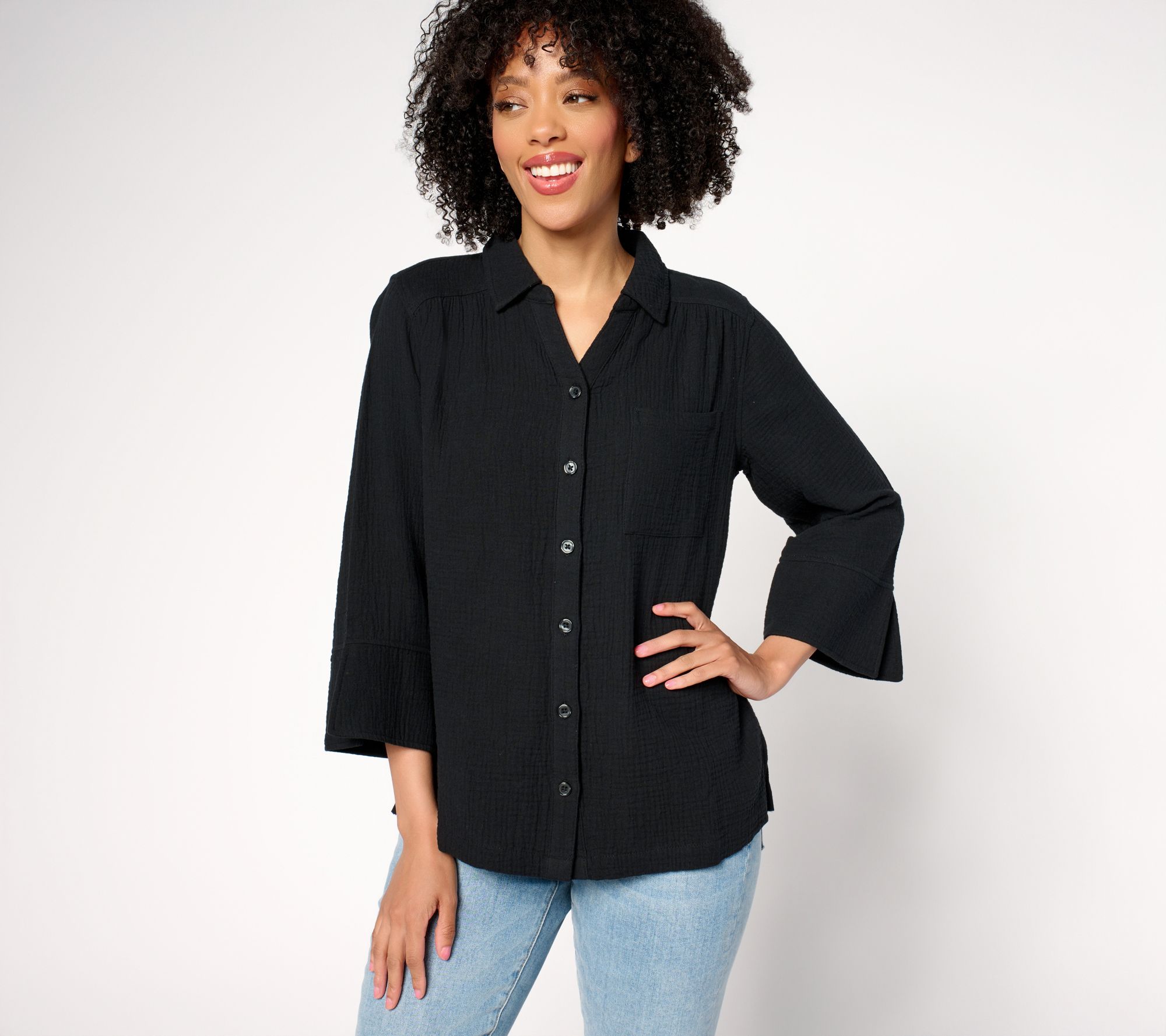 Belle by Kim Gravel Summer Sunset Cotton Gauze Button Up Shirt