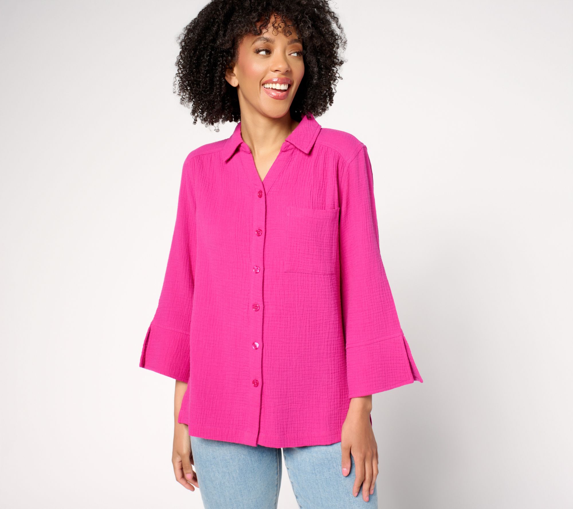 Belle by Kim Gravel Summer Sunset Cotton Gauze Button Up Shirt