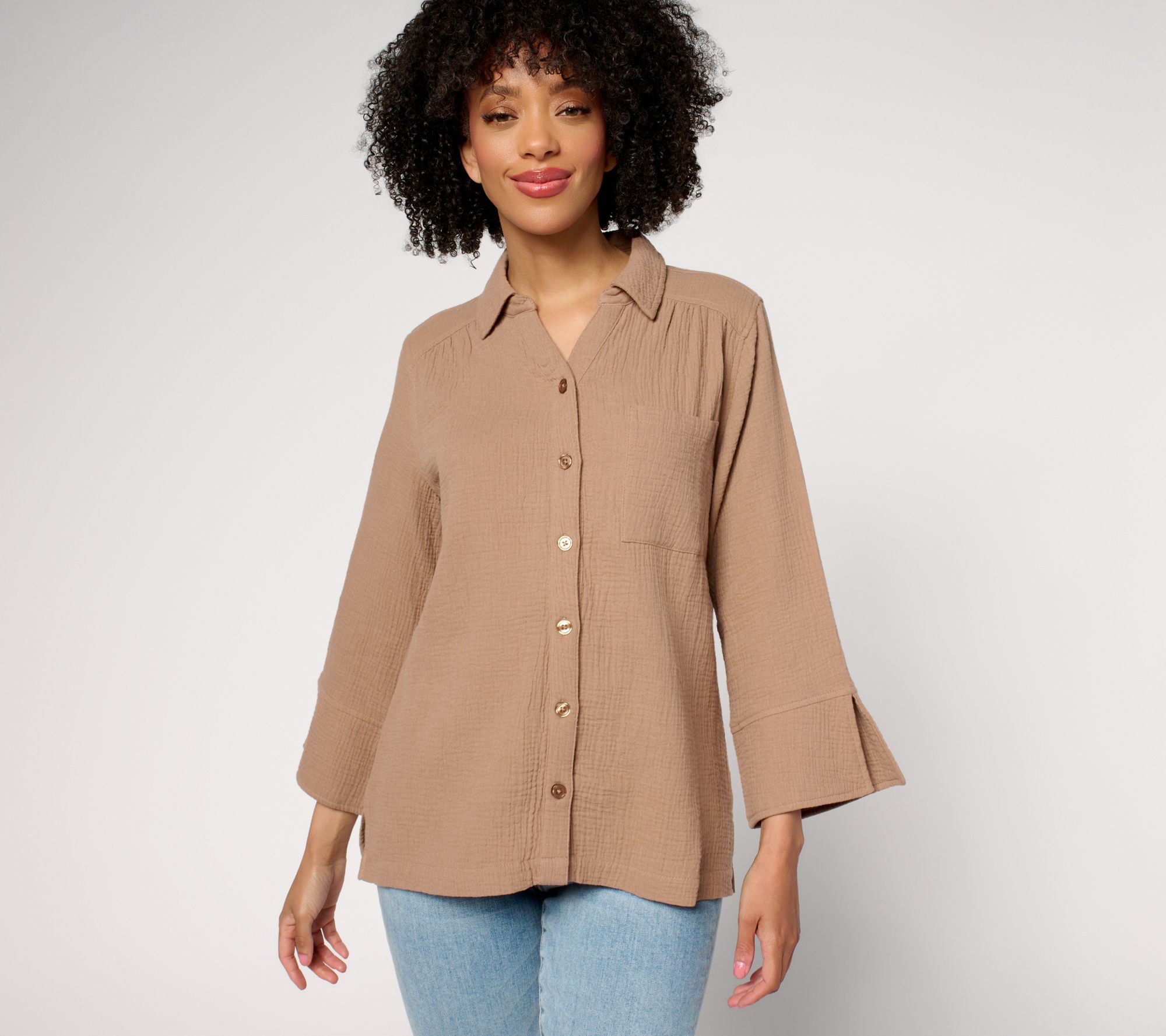 Belle by Kim Gravel Summer Sunset Cotton Gauze Button Up Shirt