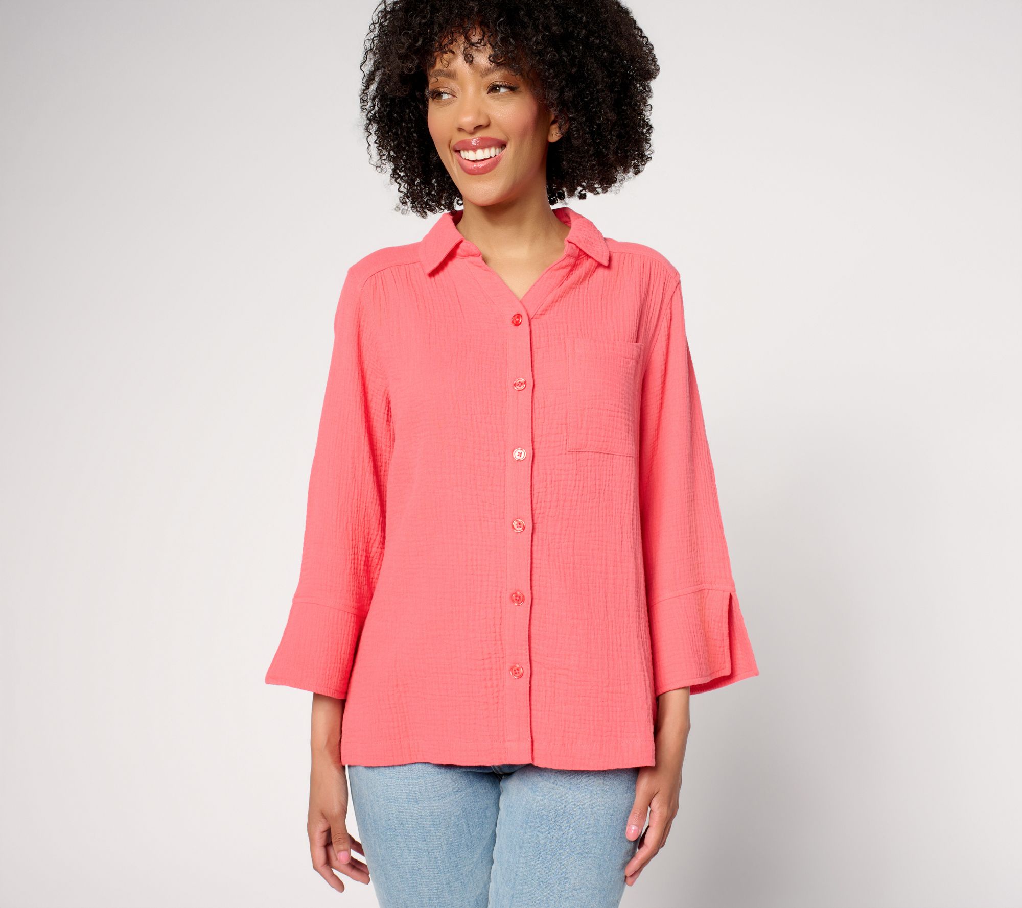 Belle by Kim Gravel Summer Sunset Cotton Gauze Button Up Shirt