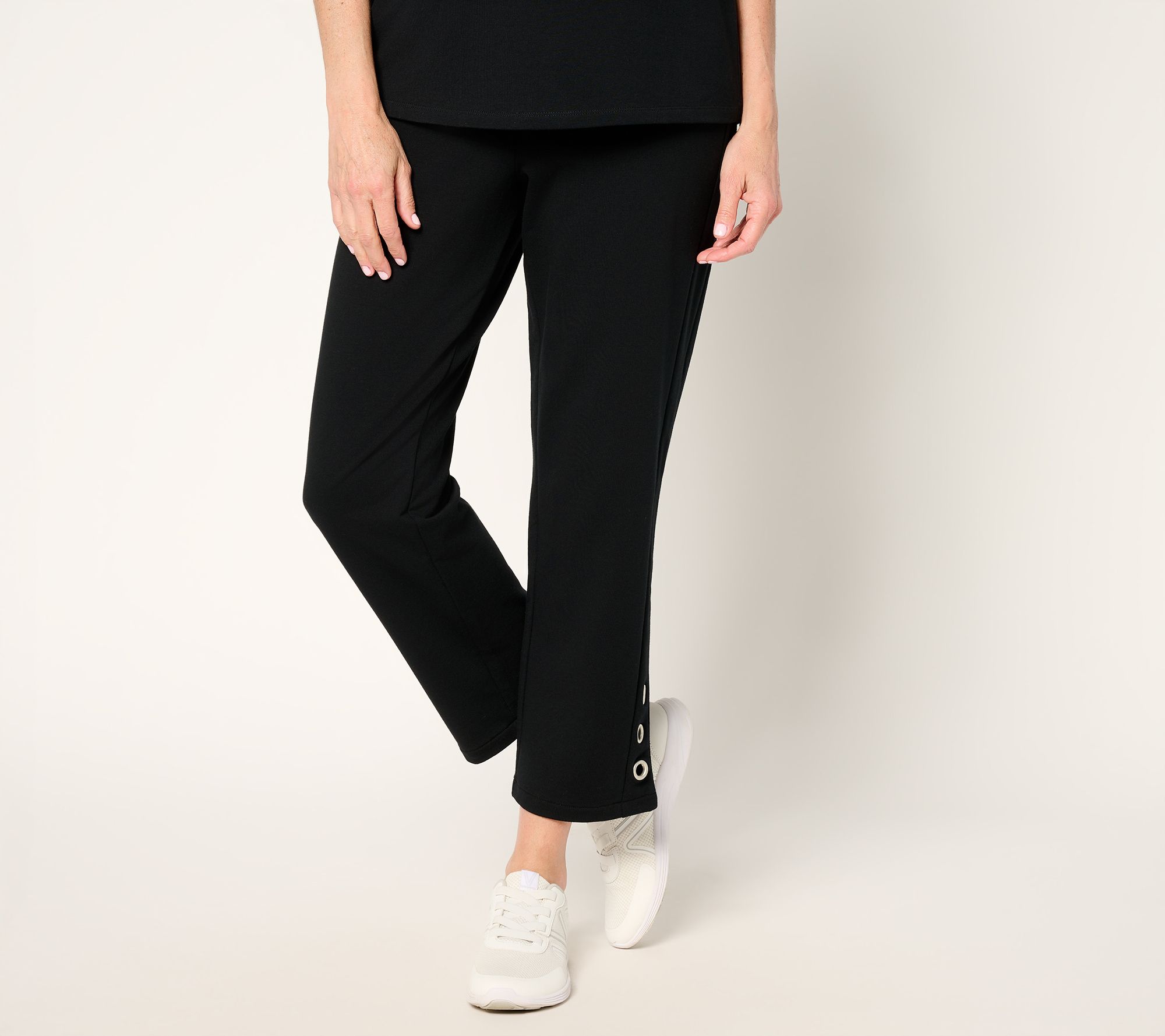 Sport Savvy Petite French Terry Crop Pants with Grommet Detail