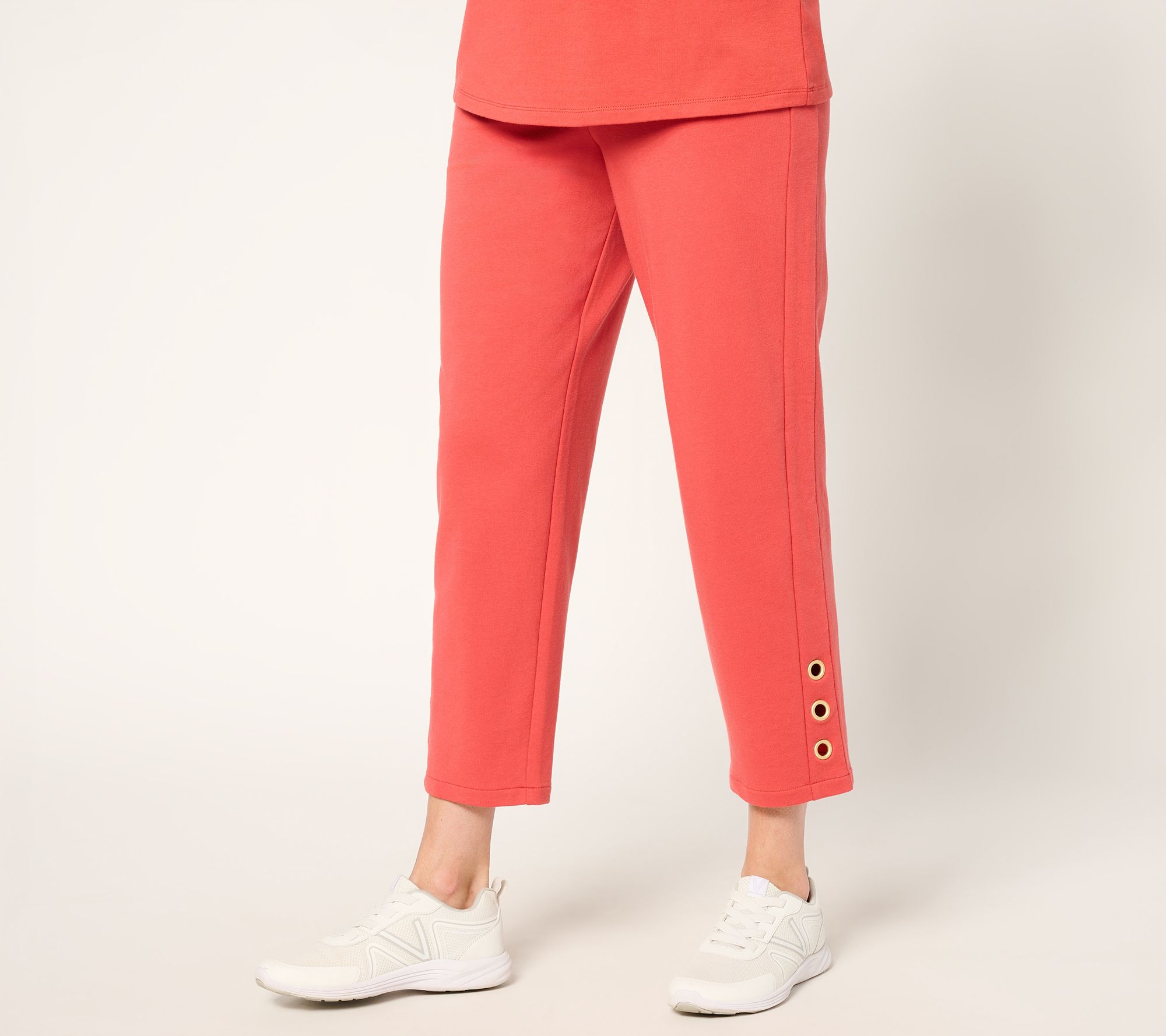 Sport Savvy Petite French Terry Crop Pants with Grommet Detail