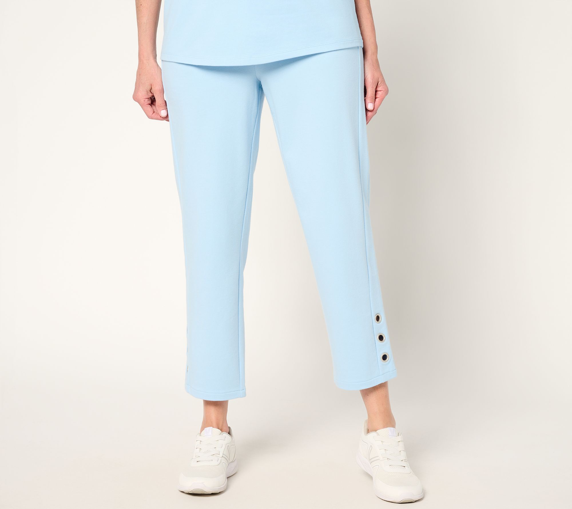 Sport Savvy Petite French Terry Crop Pants with Grommet Detail